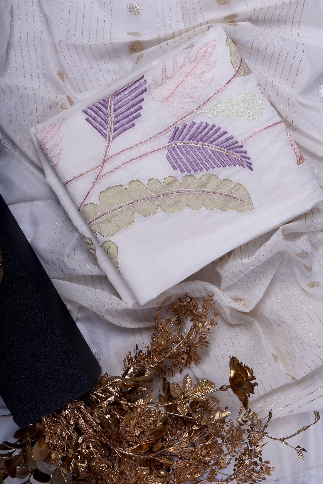 Ivory Botanical Appliqué Suit Set