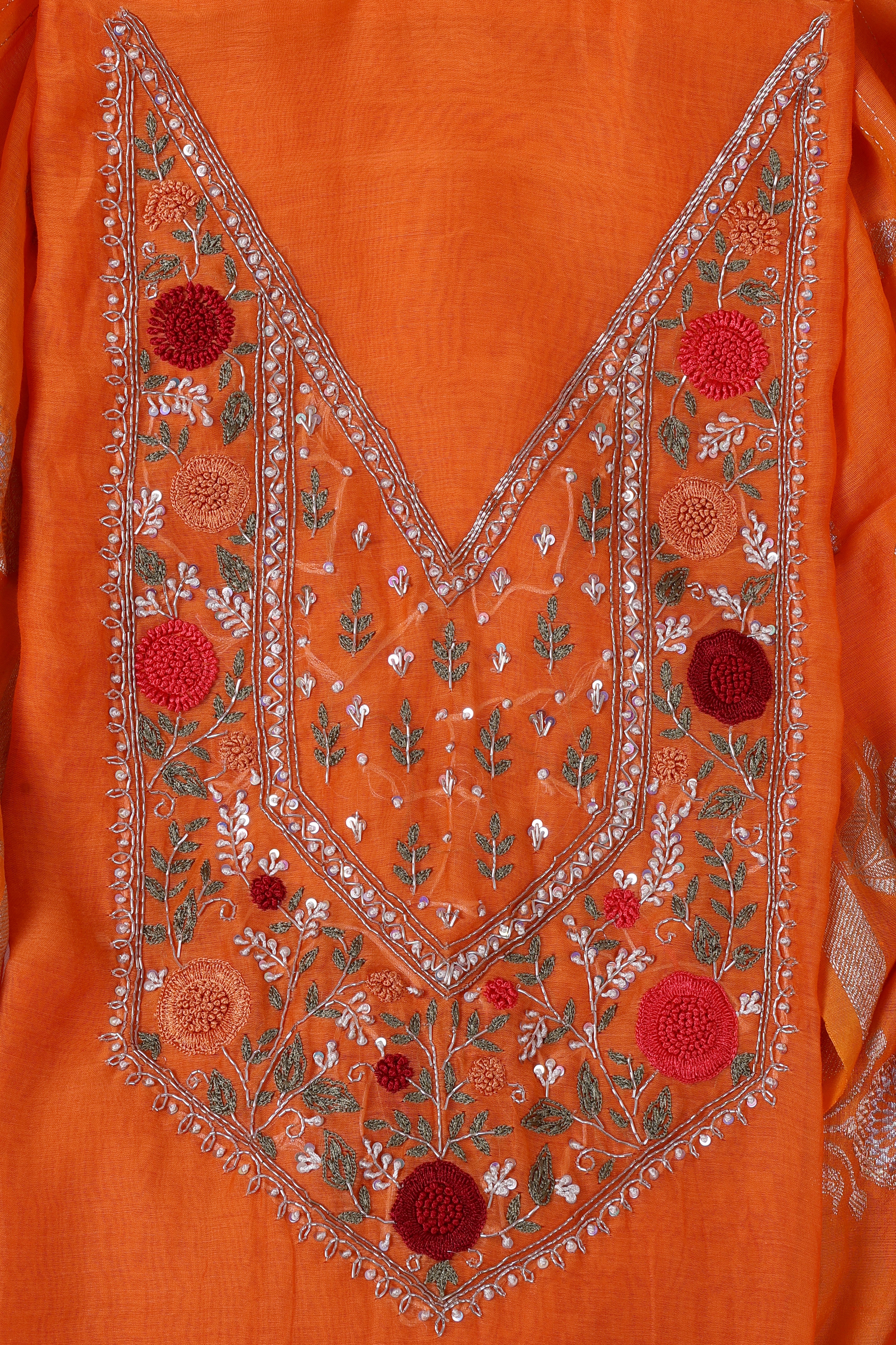 Sunset Orange Zardozi Handwork Suit Set