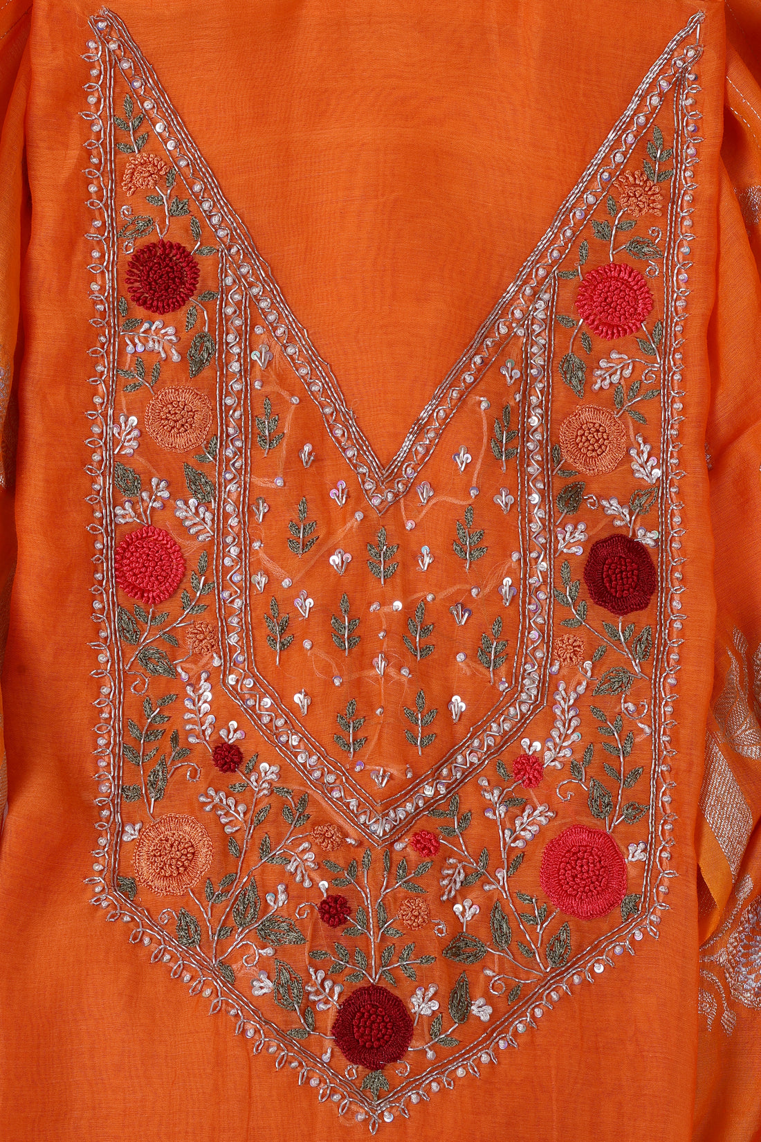 Sunset Orange Zardozi Handwork Suit Set