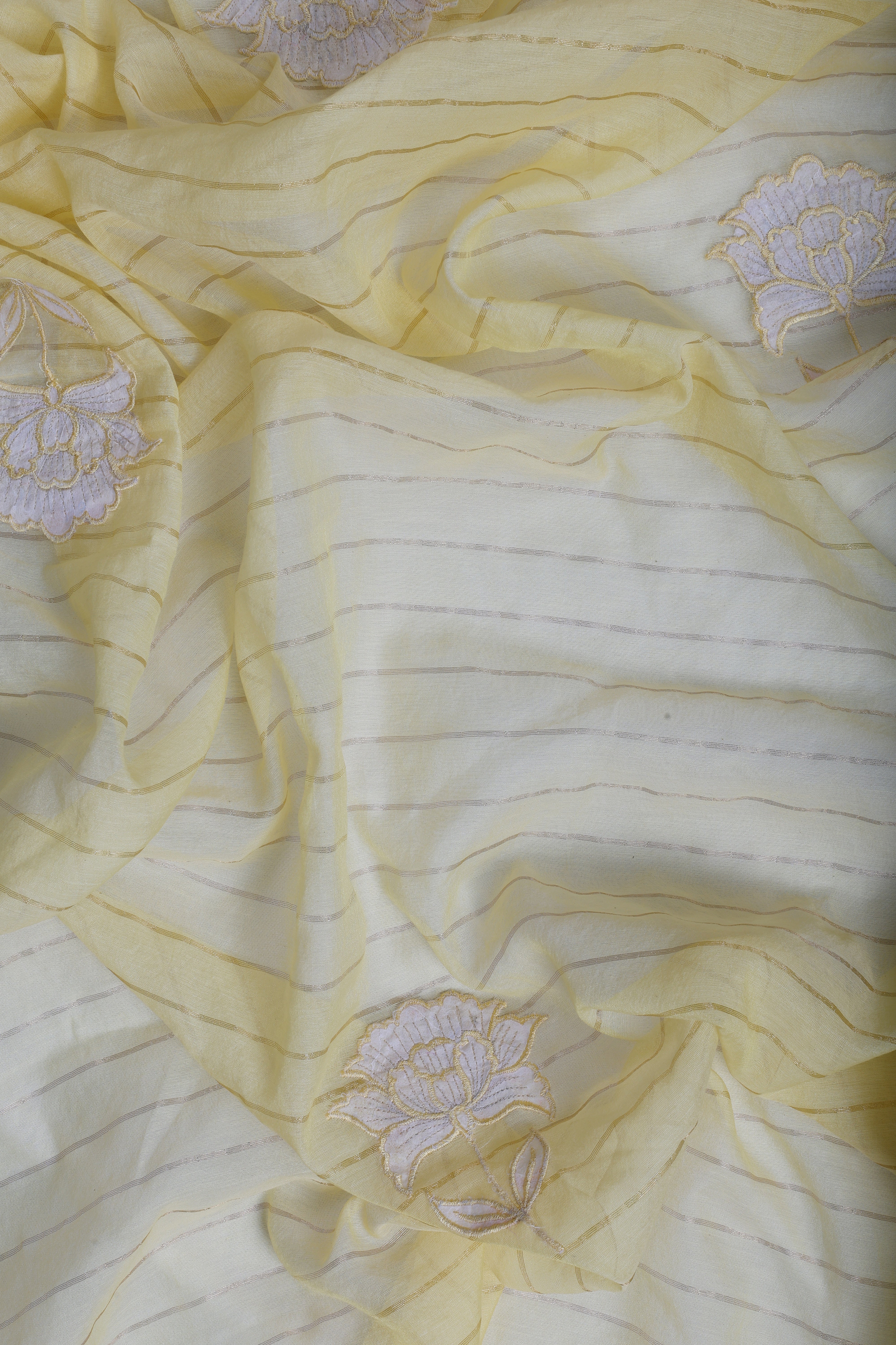 Butter Yellow Appliqué Floral Suit Set