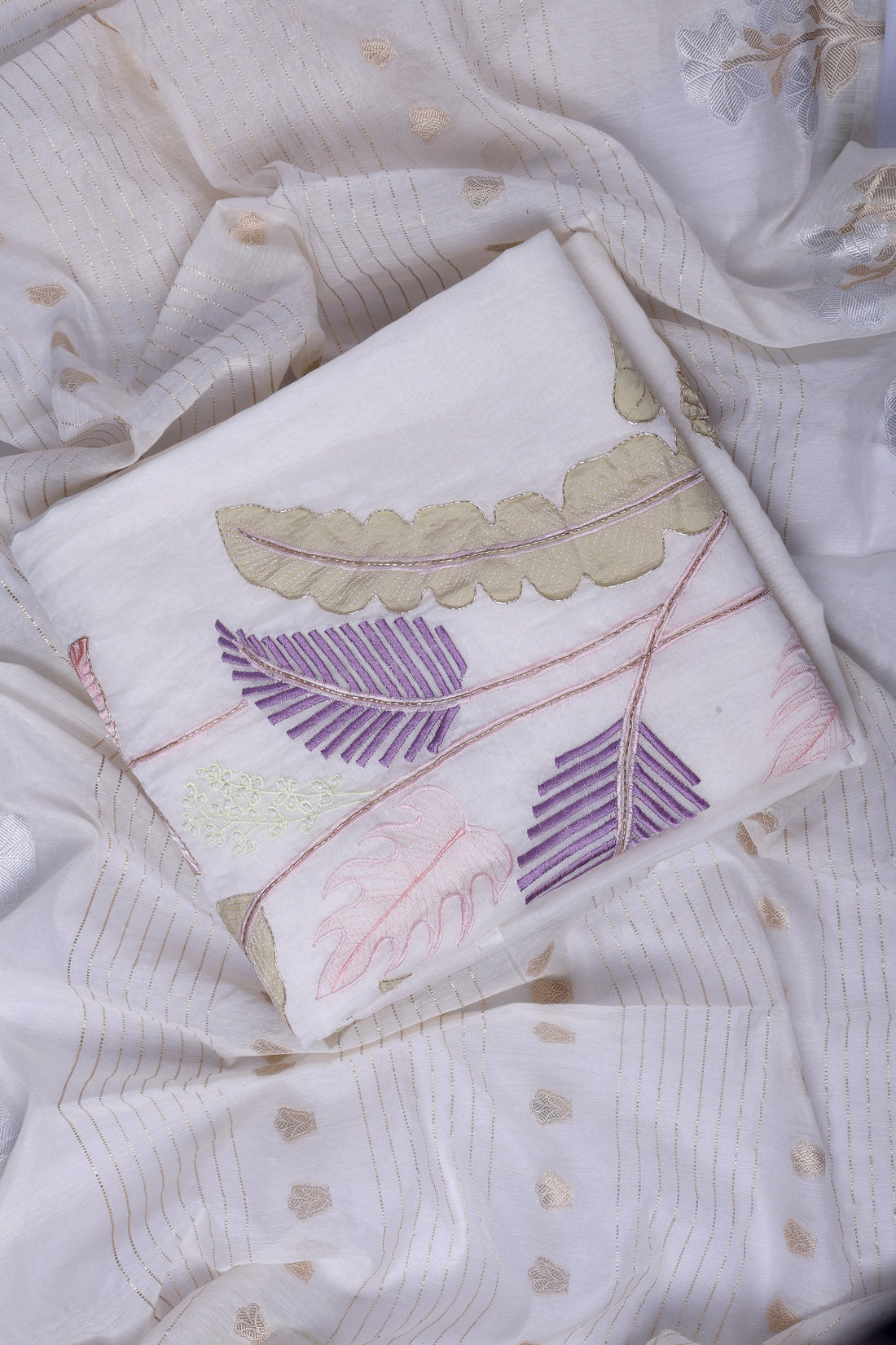 Ivory Botanical Appliqué Suit Set