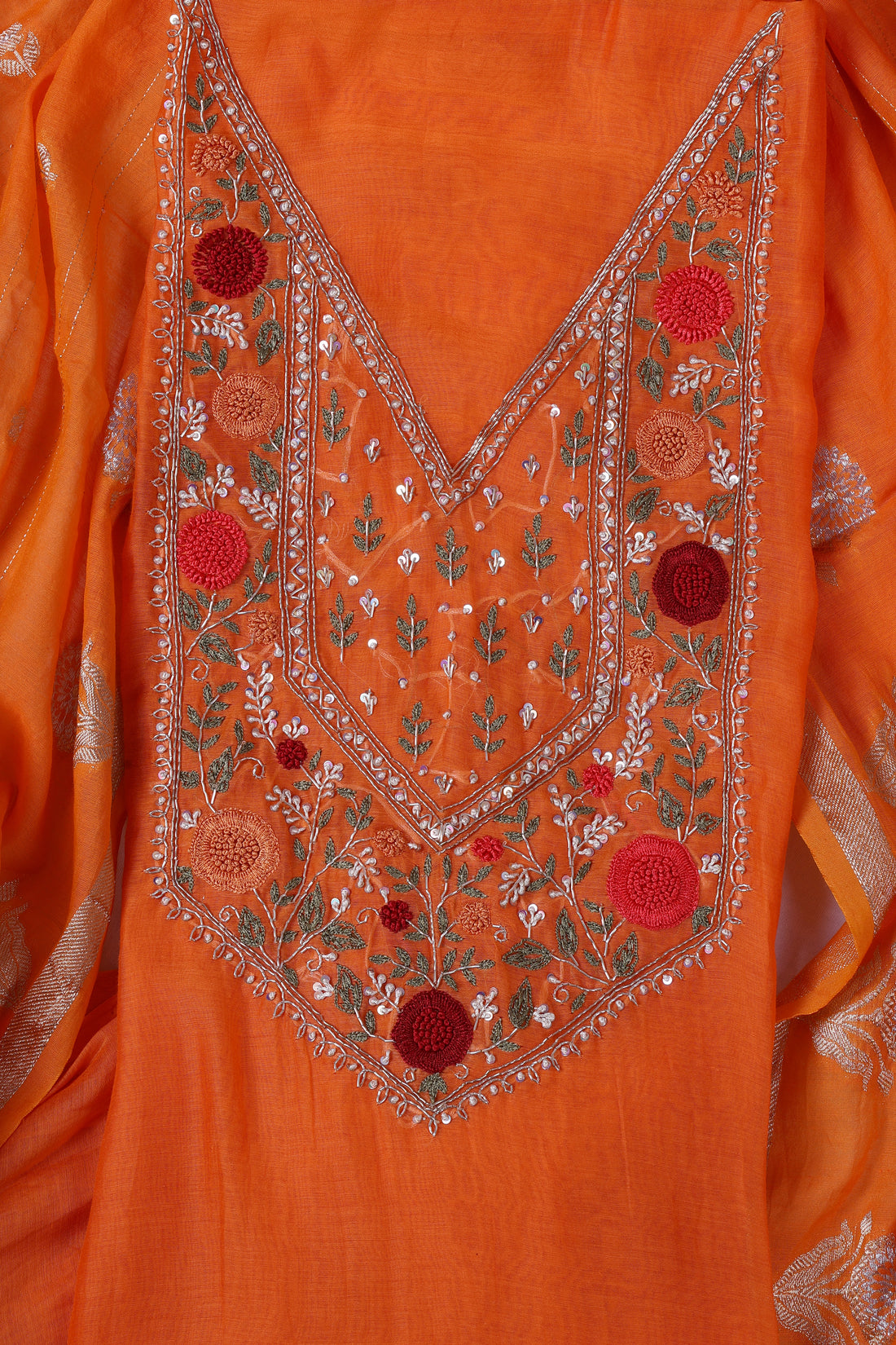 Sunset Orange Zardozi Handwork Suit Set