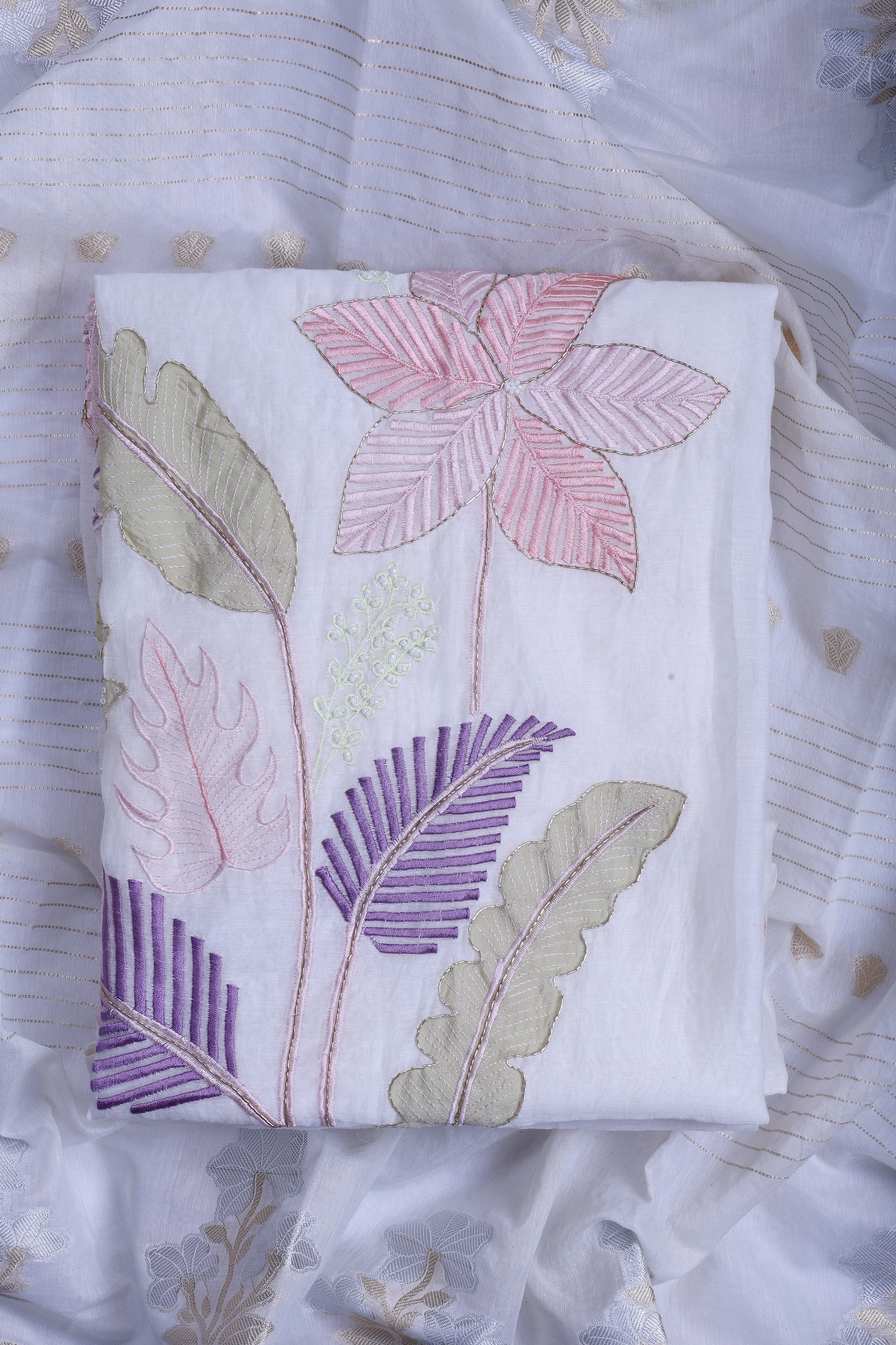 Ivory Botanical Appliqué Suit Set