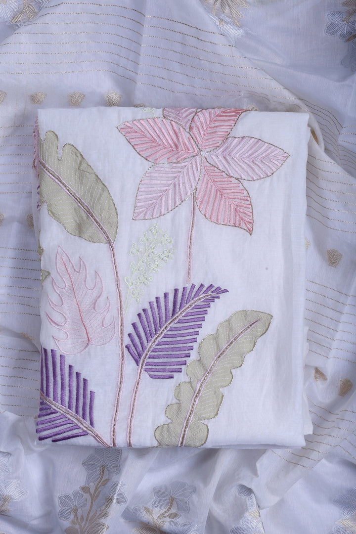 Ivory Botanical Appliqué Suit Set
