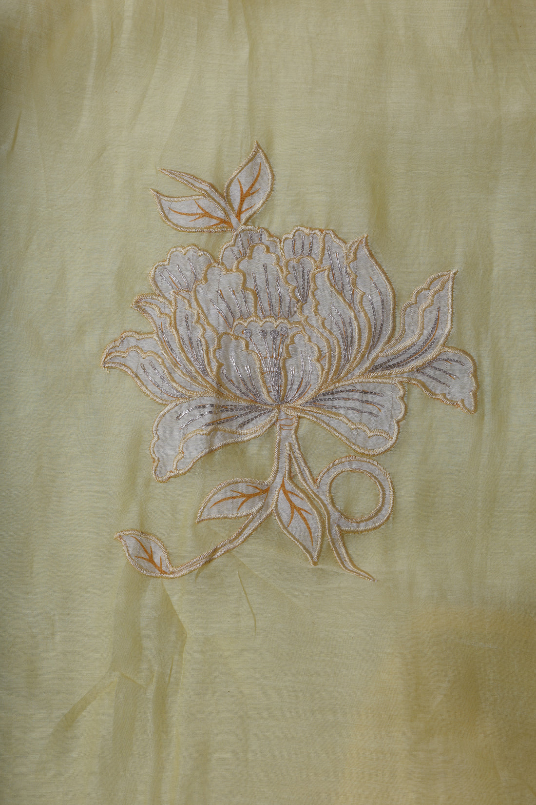 Butter Yellow Appliqué Floral Suit Set