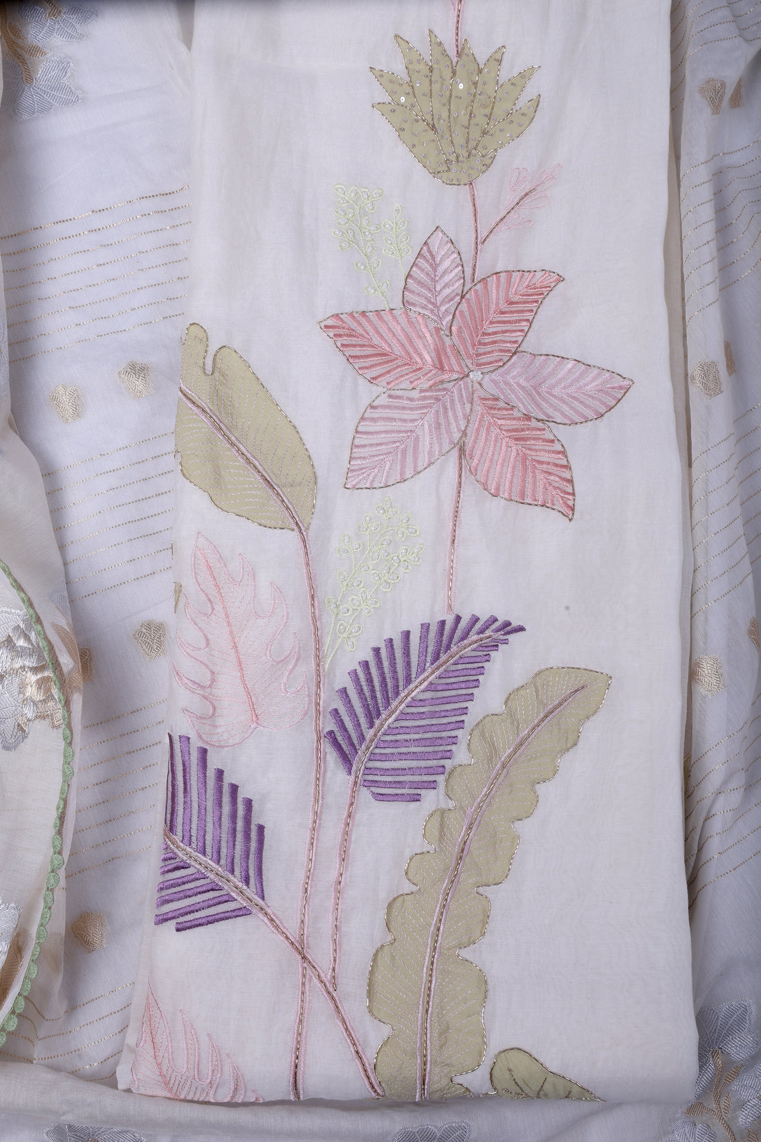 Ivory Botanical Appliqué Suit Set