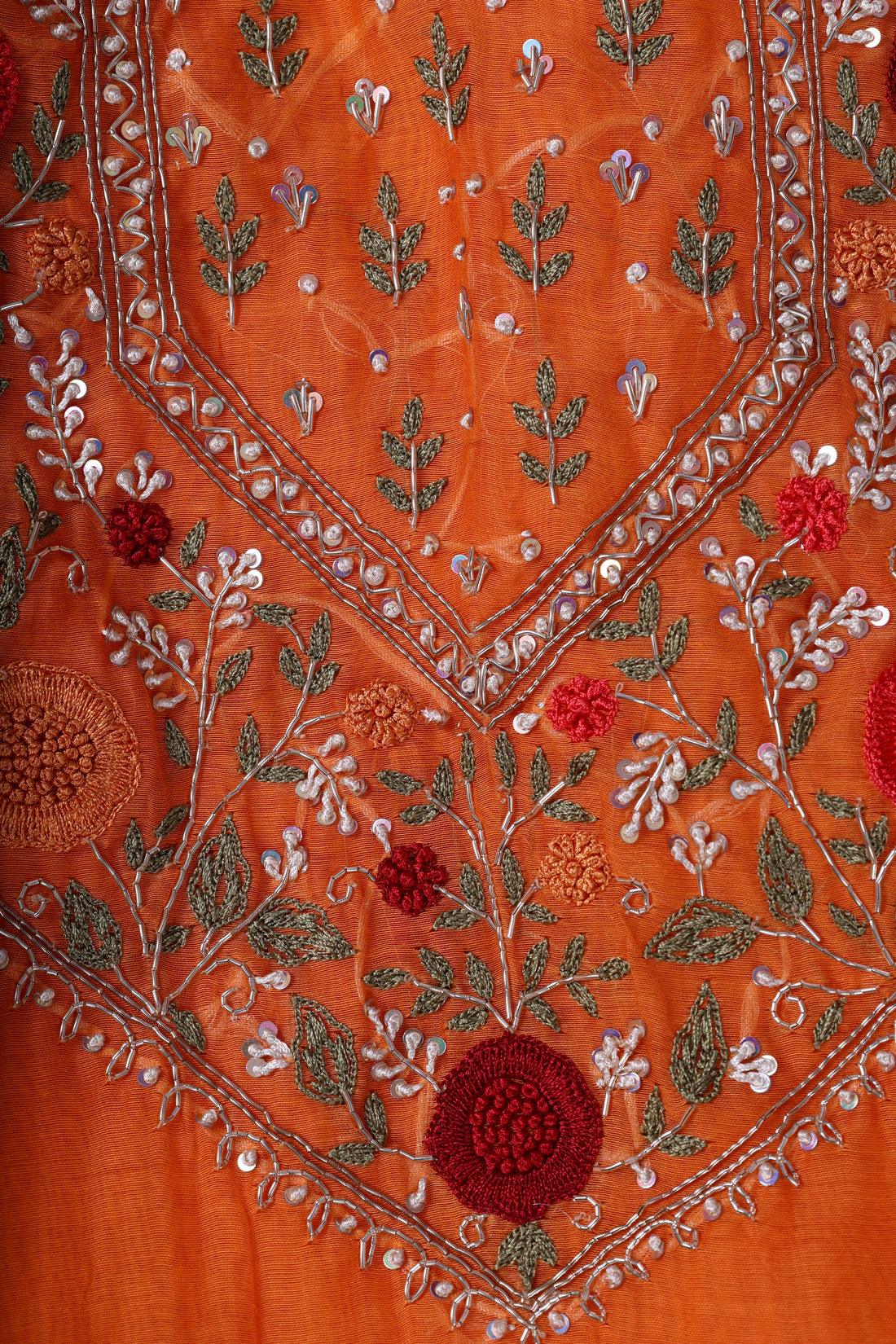 Sunset Orange Zardozi Handwork Suit Set