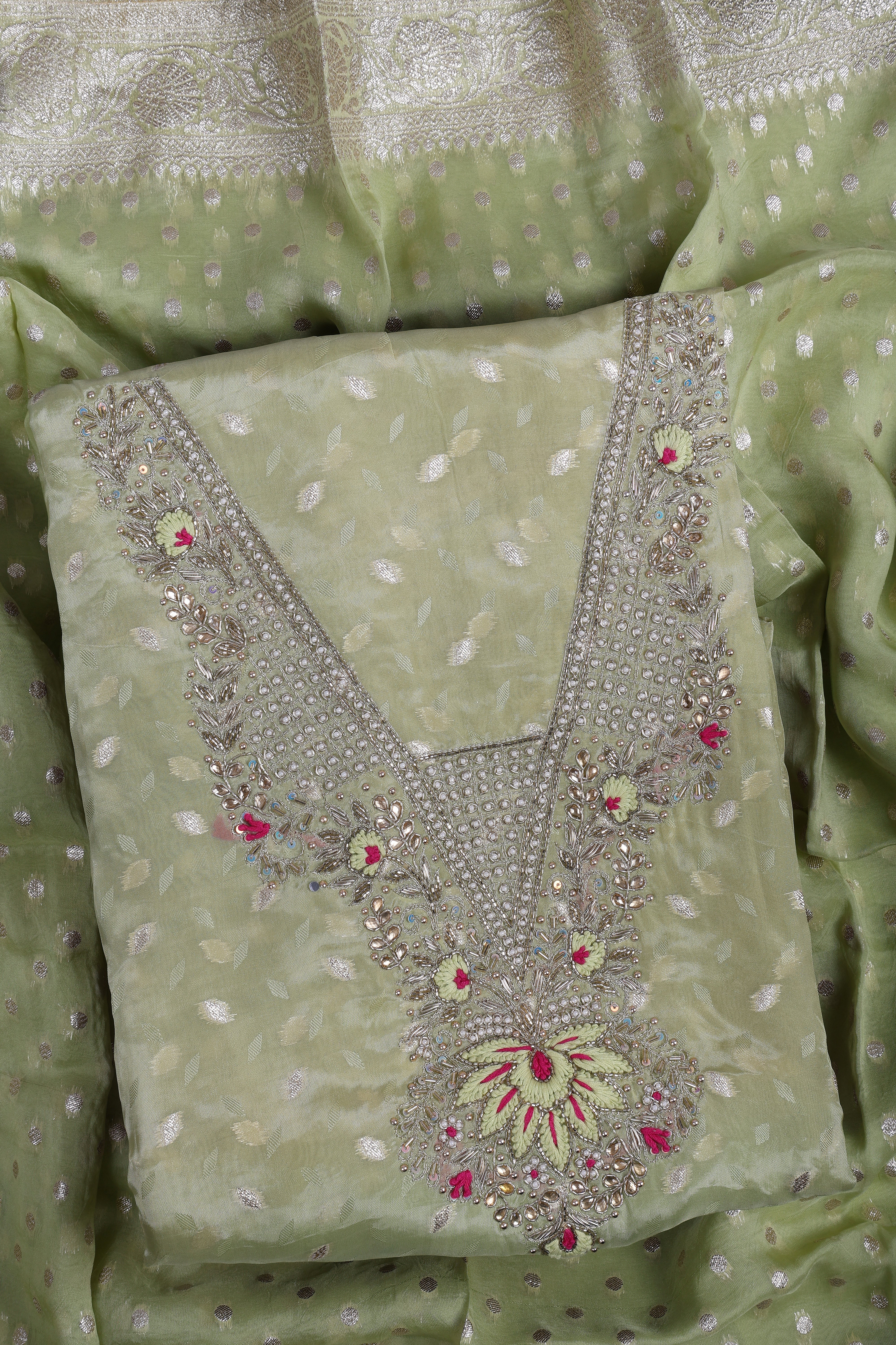 Pistachio Banarsi Organza Suit Set
