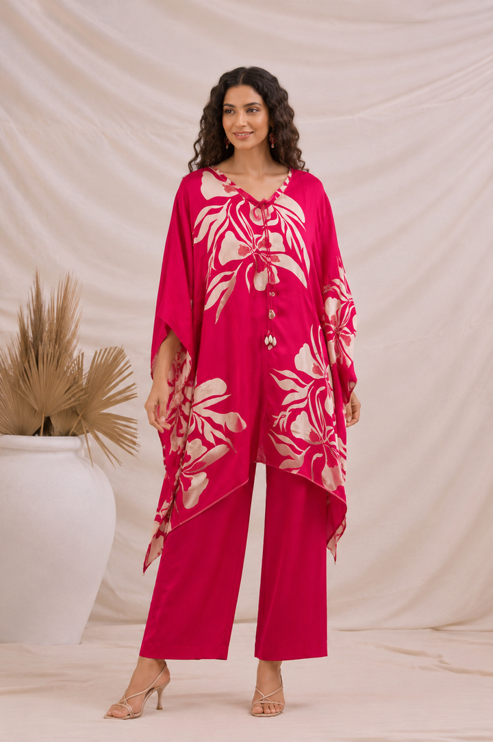 Fuchsia Breeze Kaftan Co-Ord Set