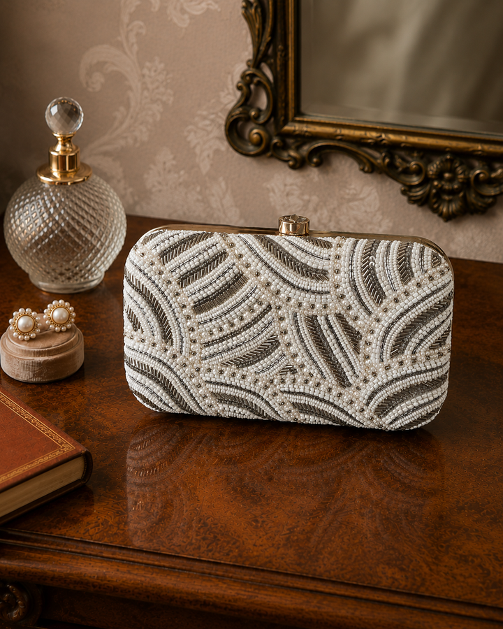 Off White Pearl Clutch