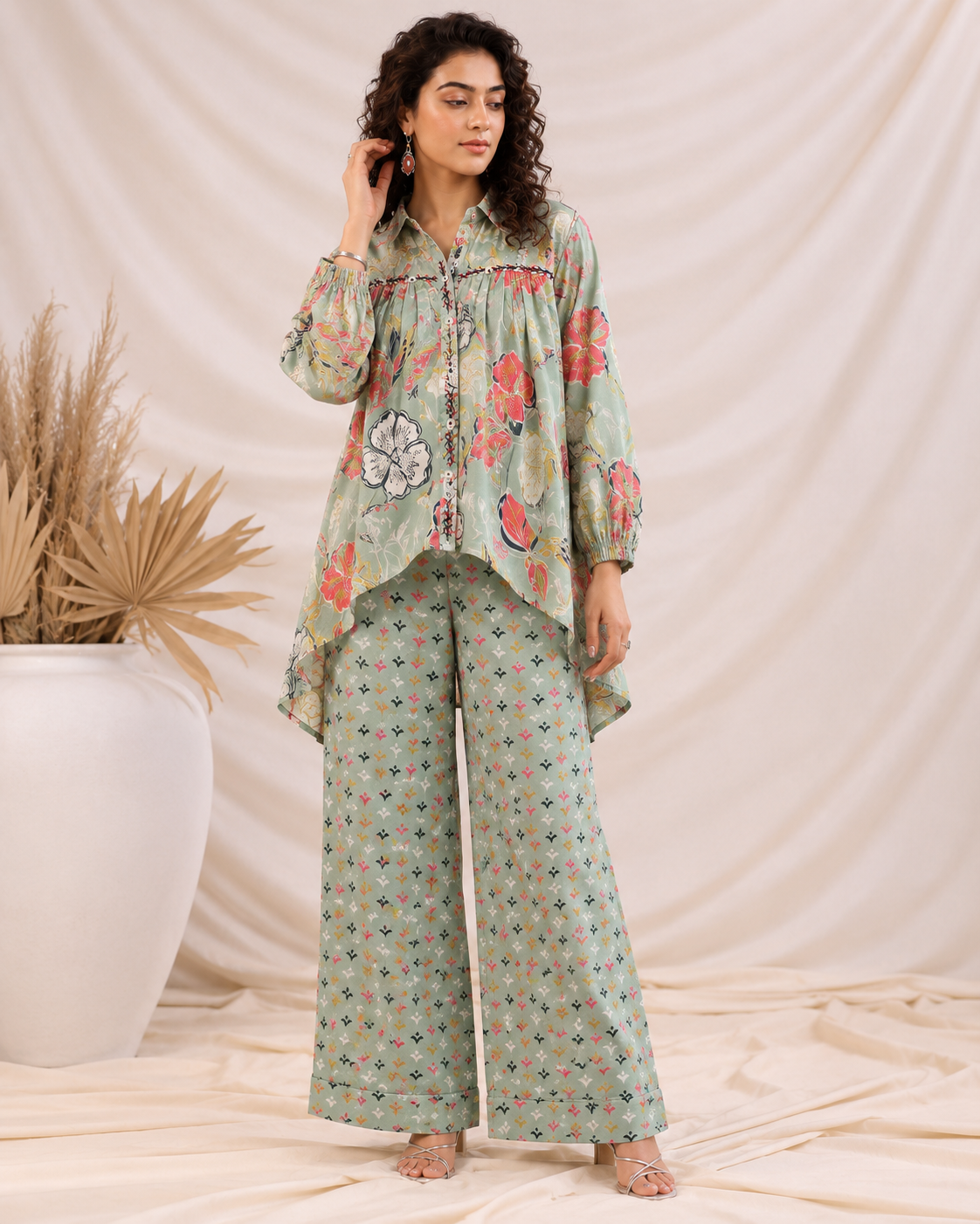 Sage Blossom Muslin Co-Ord Set