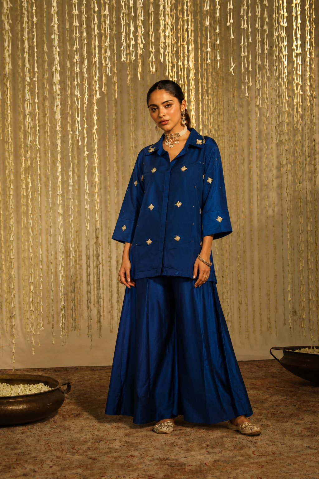 Royal Sapphire Pearl & Zardozi Coord Set
