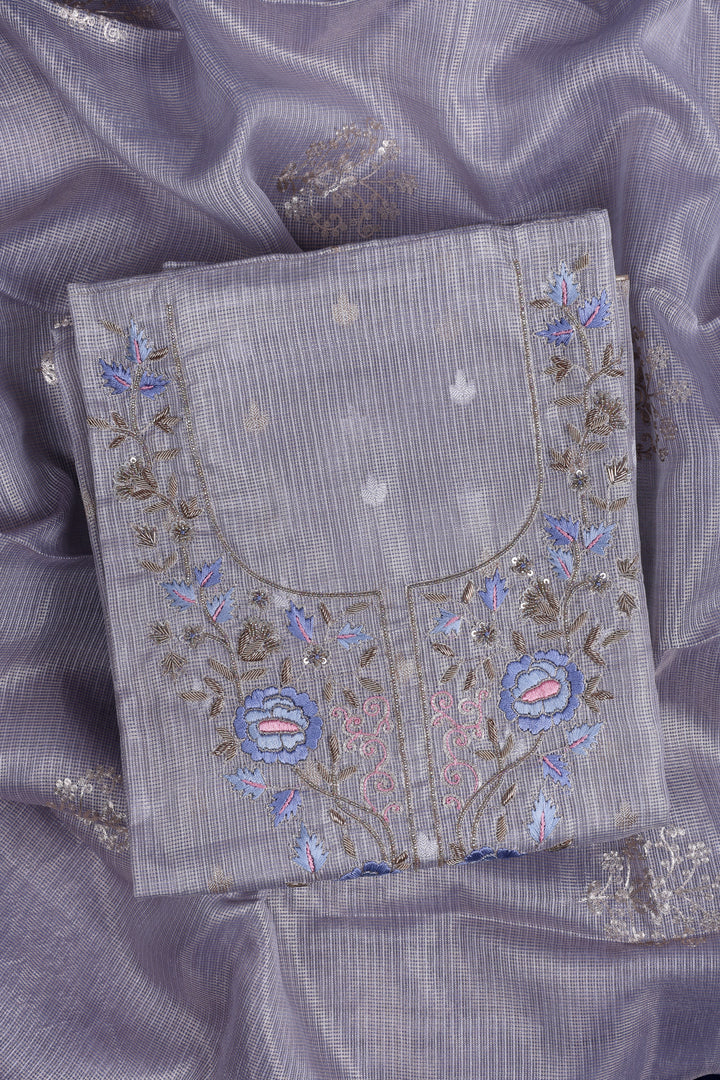 Silver Mist Zardozi Suit Set