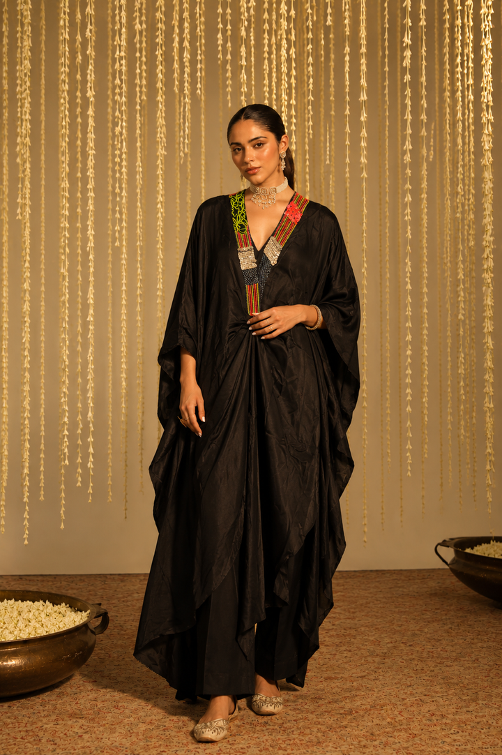 Noir Embellished Kaftan Set