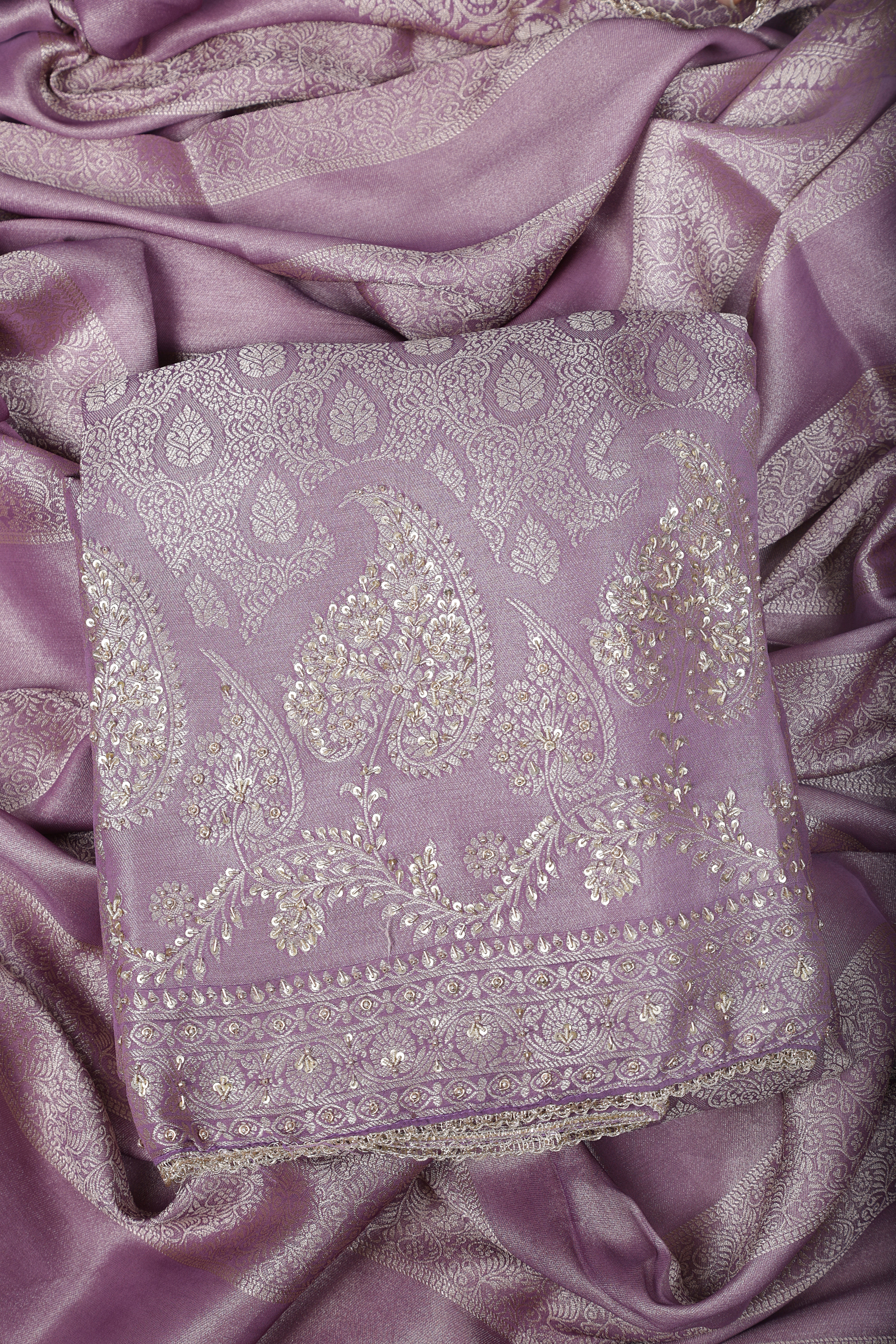 Lavender Brocade Silk Suit Set