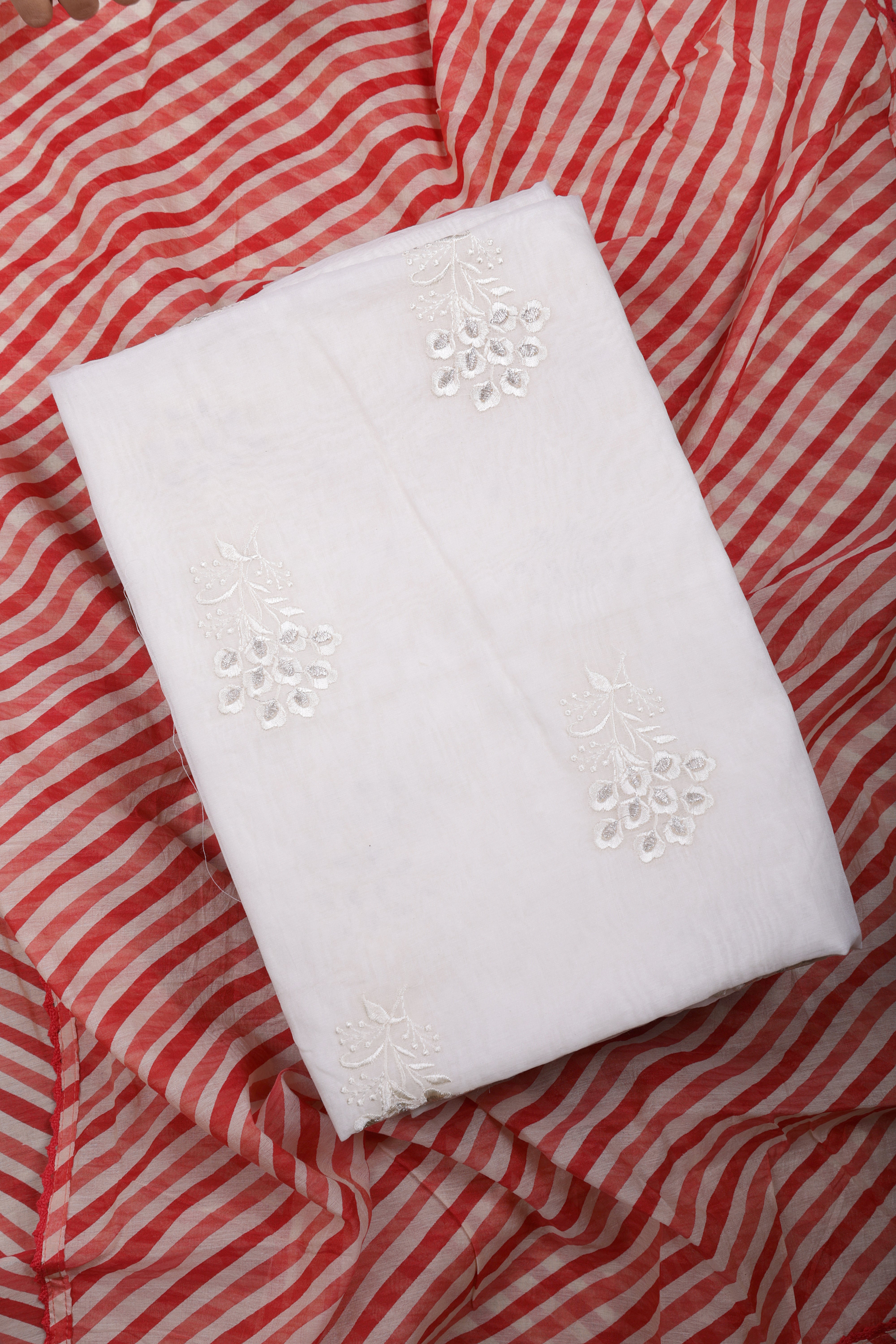 Ivory Floral Mul Chanderi Suit Set