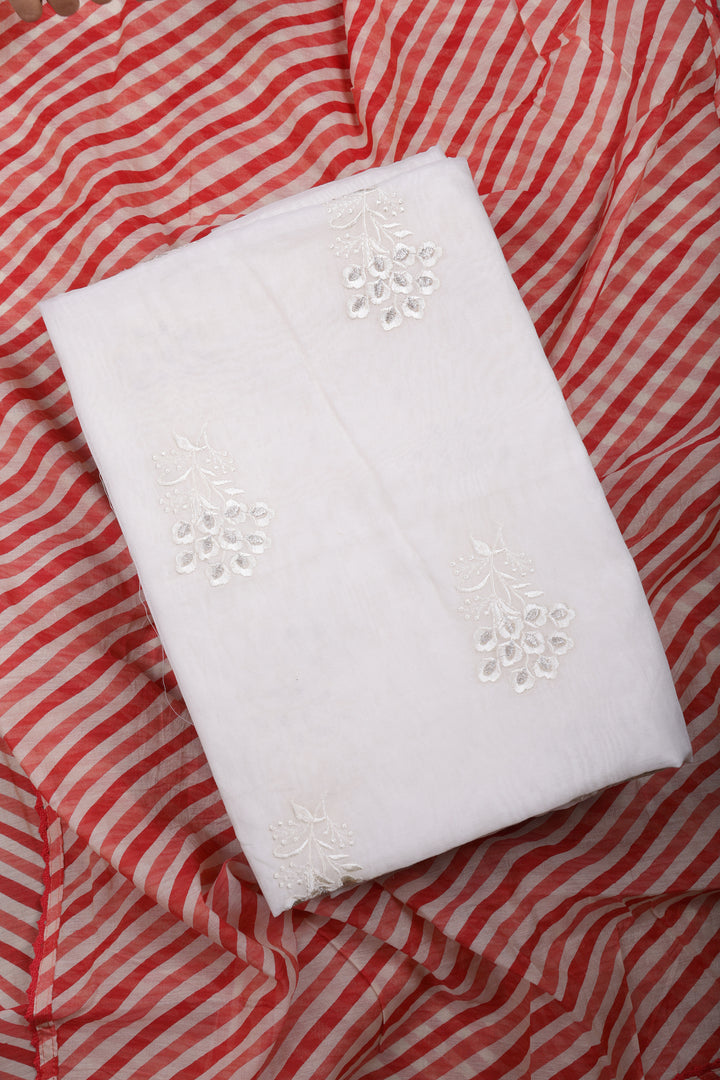 Ivory Floral Mul Chanderi Suit Set
