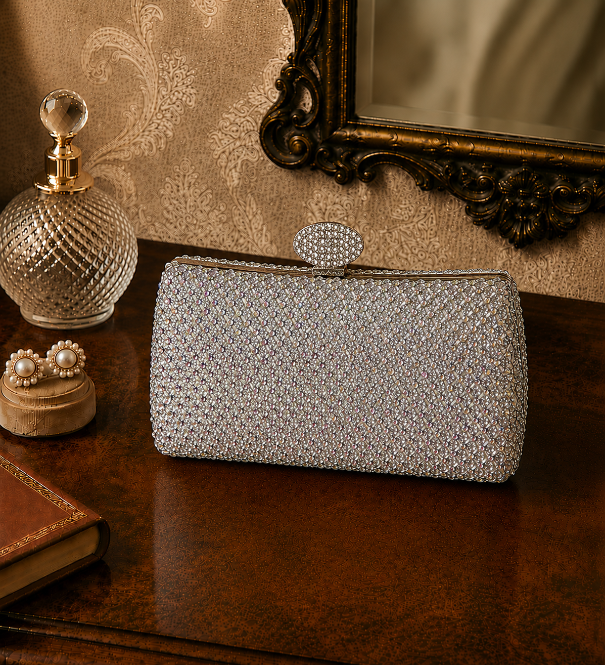 Silver Crystal Clutch