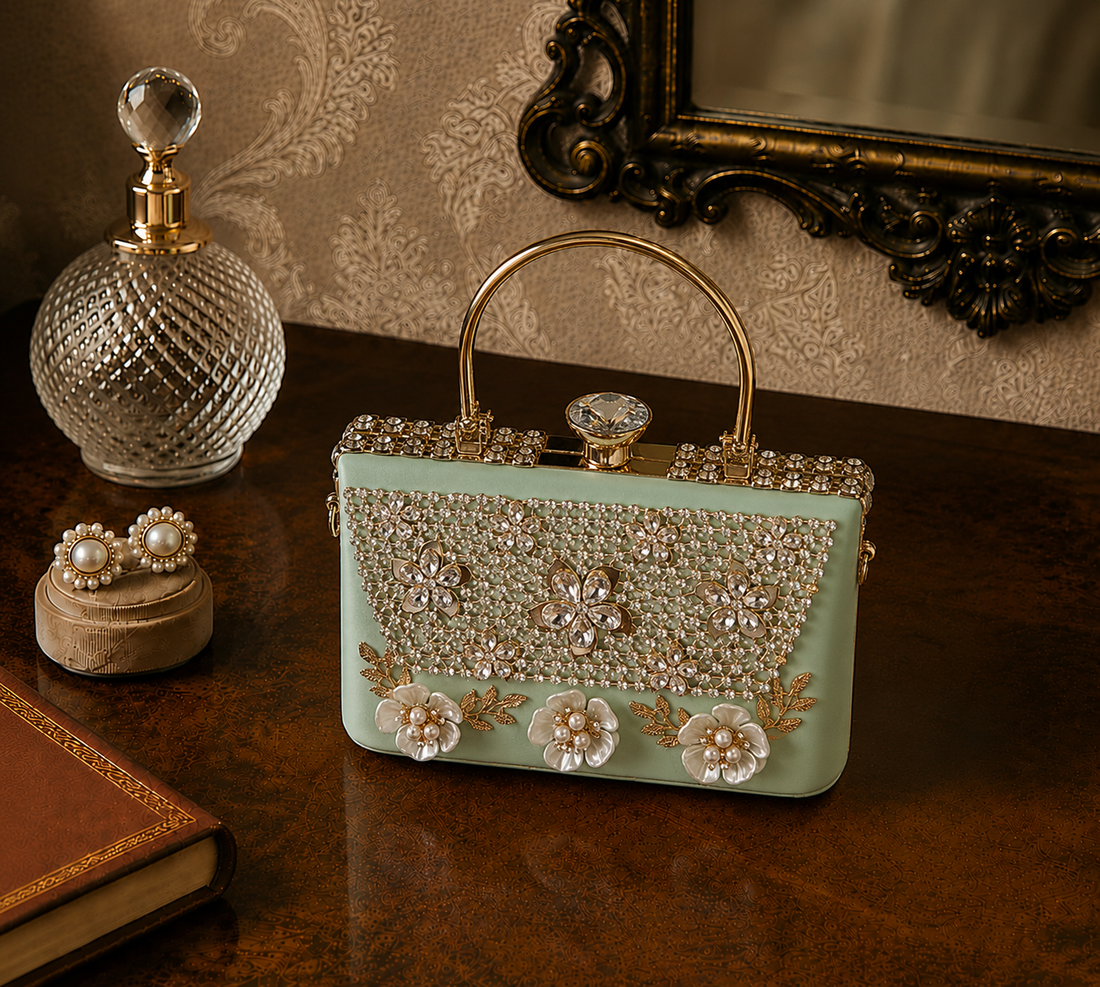 Celeste Pearl Bloom Box Clutch