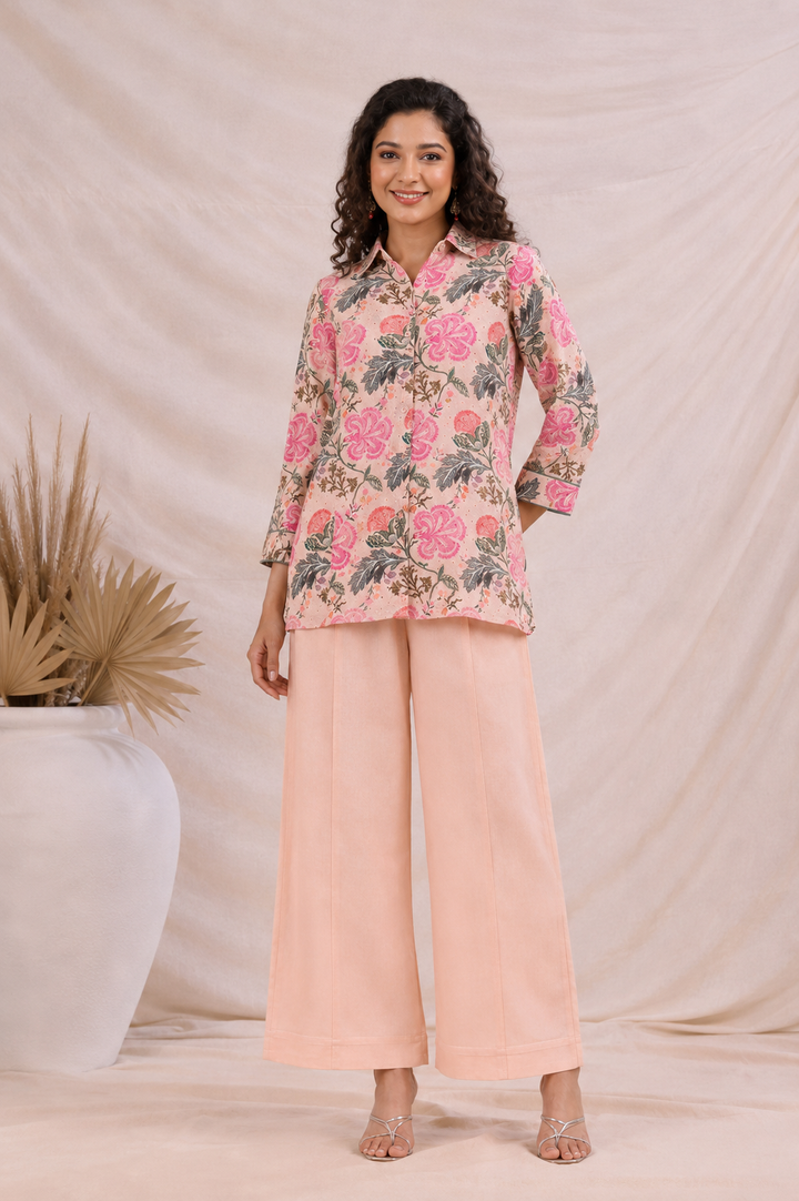 Blush Garden Chikankari Co-Ord Set