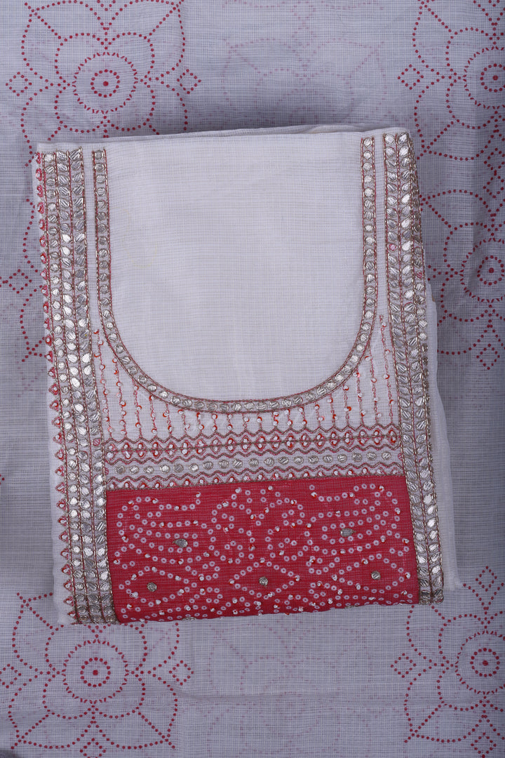 Ivory Kota Silk Suit Set with Gotta Work & Bandej Detailing
