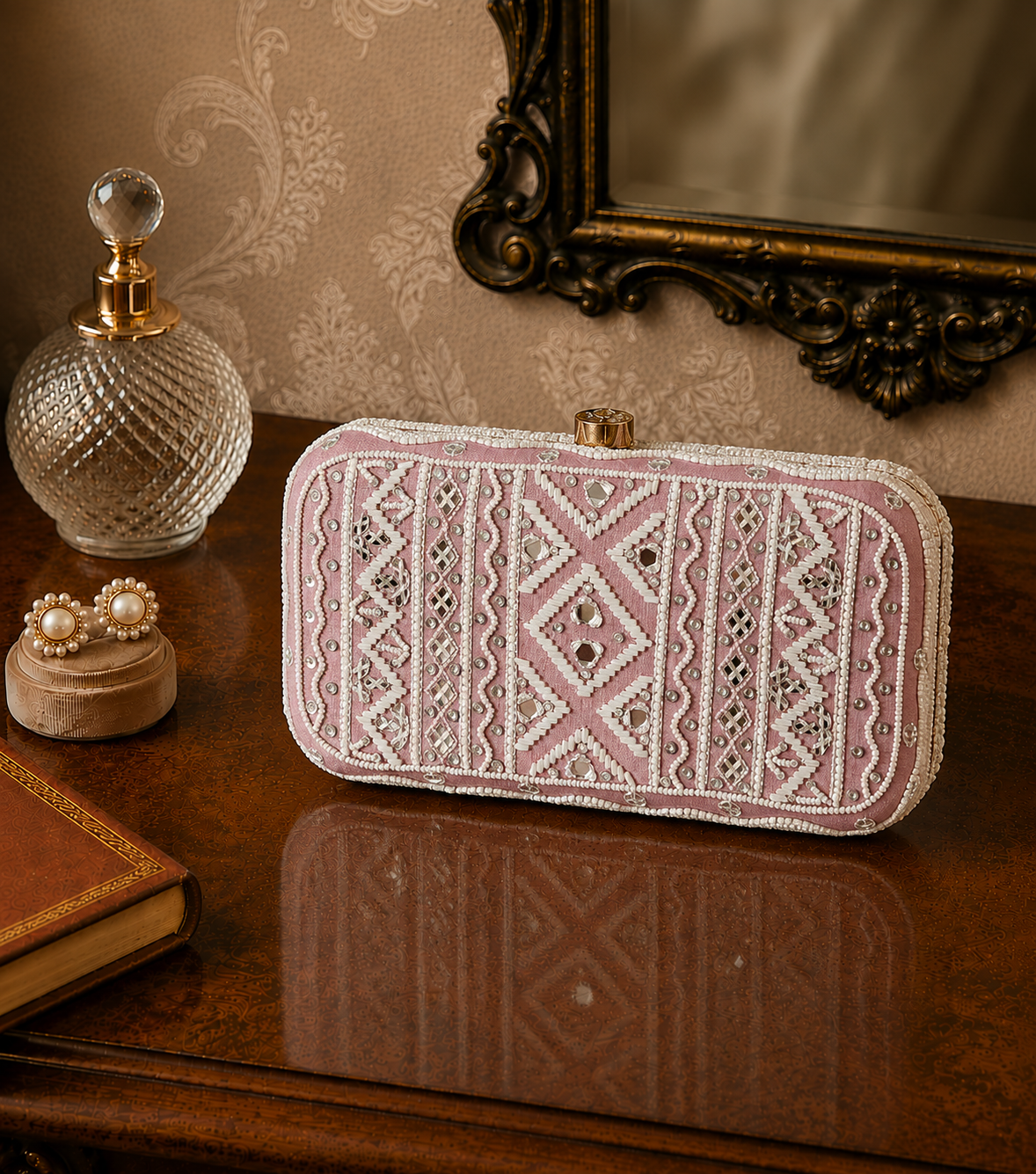Elegant Blush Pink Handcrafted Clutch