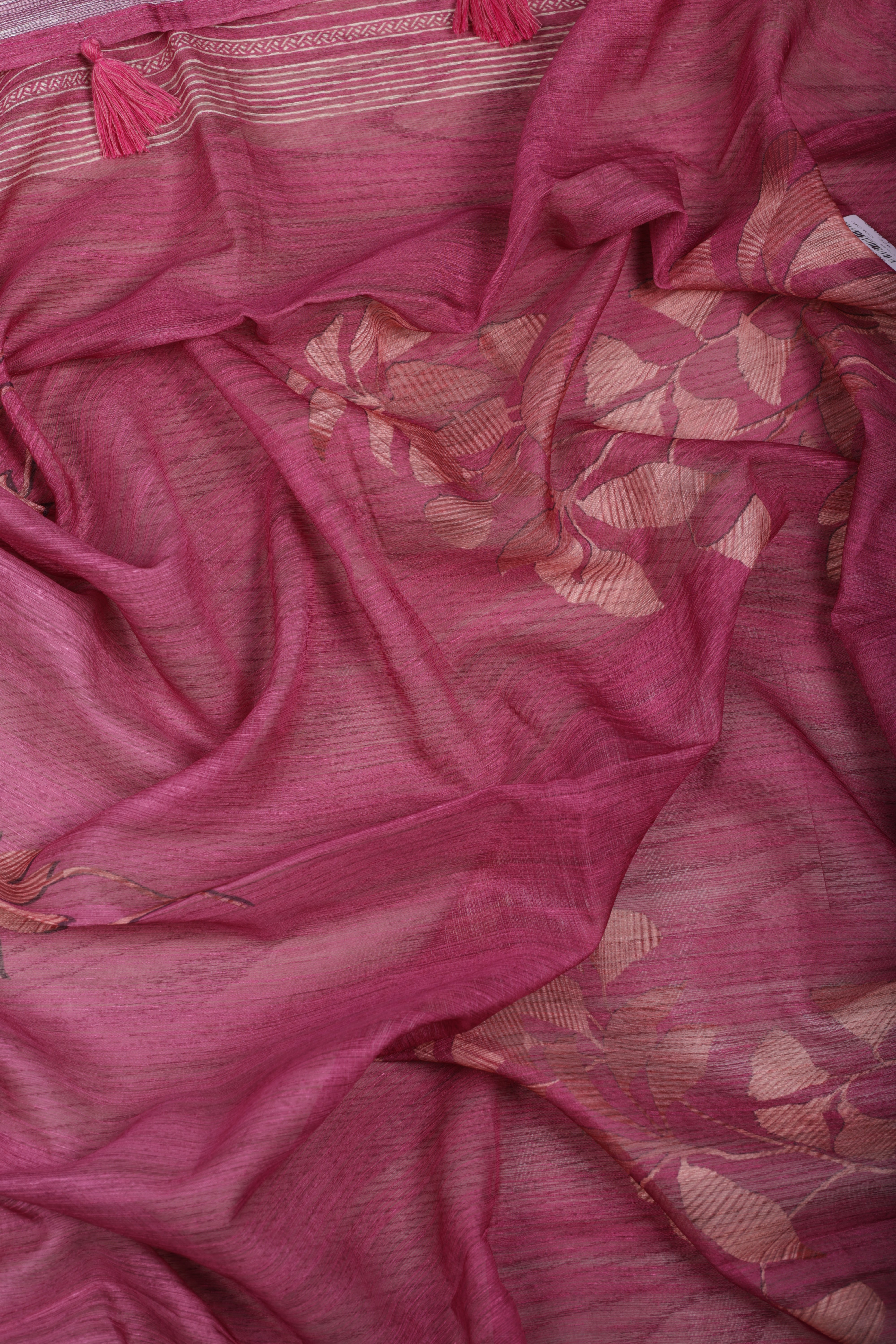 Wine Floral Linen Silk Suit Set