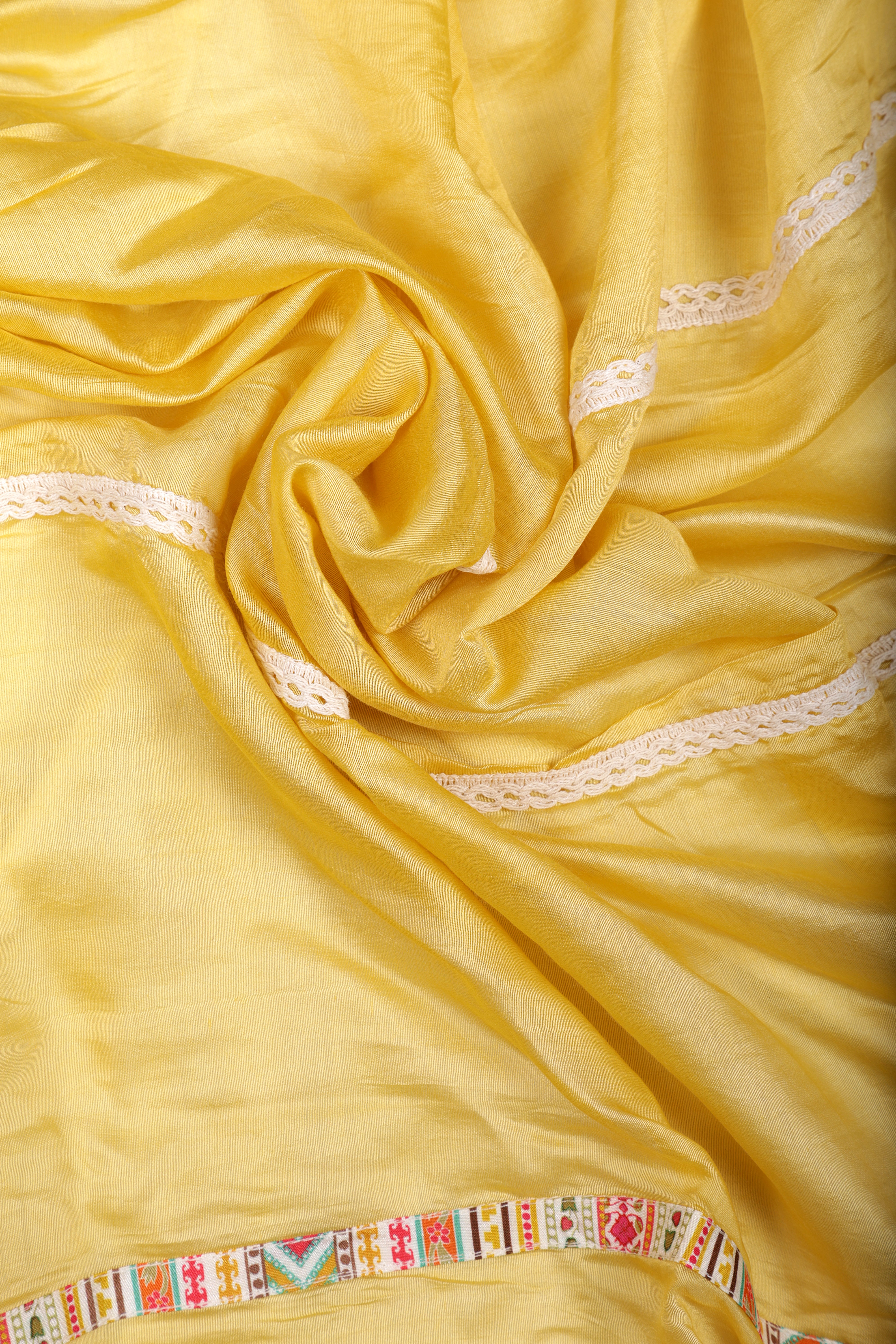 Sunshine Yellow Chanderi Silk Suit Set with Pearl & Mirror Handwork