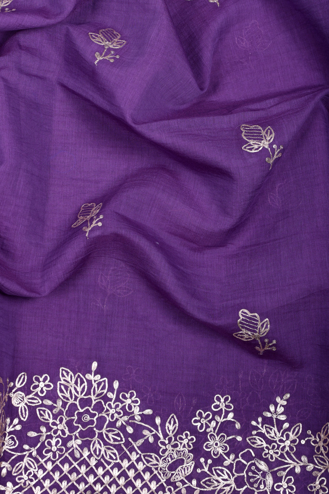 Royal Purple Chanderi Silk Suit Set with Intricate Pitta Work