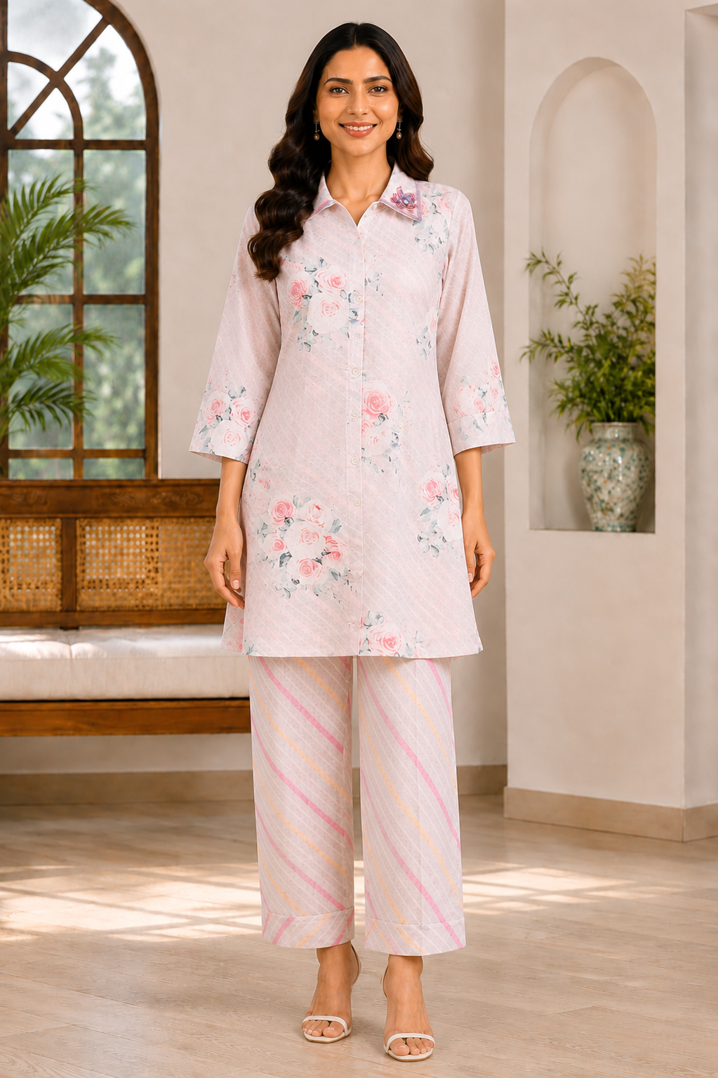 Blush Bloom Linen Co-Ord Set