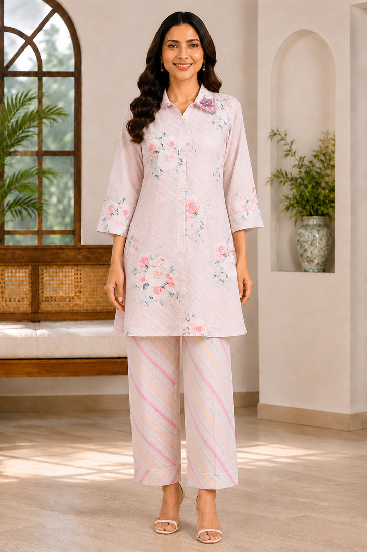 Blush Bloom Linen Co-Ord Set