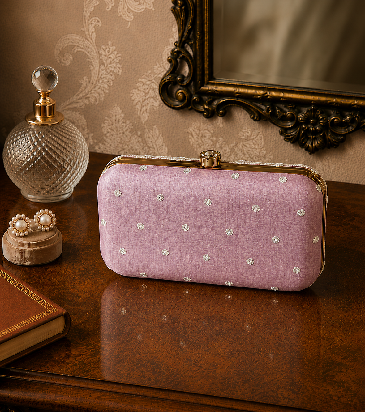 Elegant Blush Pink Handcrafted Clutch
