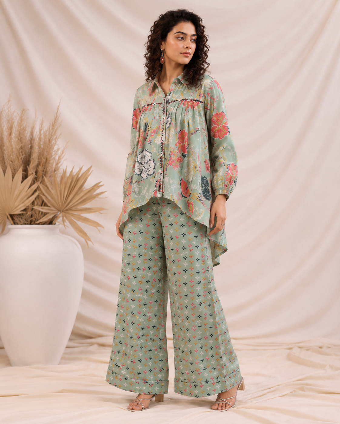 Sage Blossom Muslin Co-Ord Set