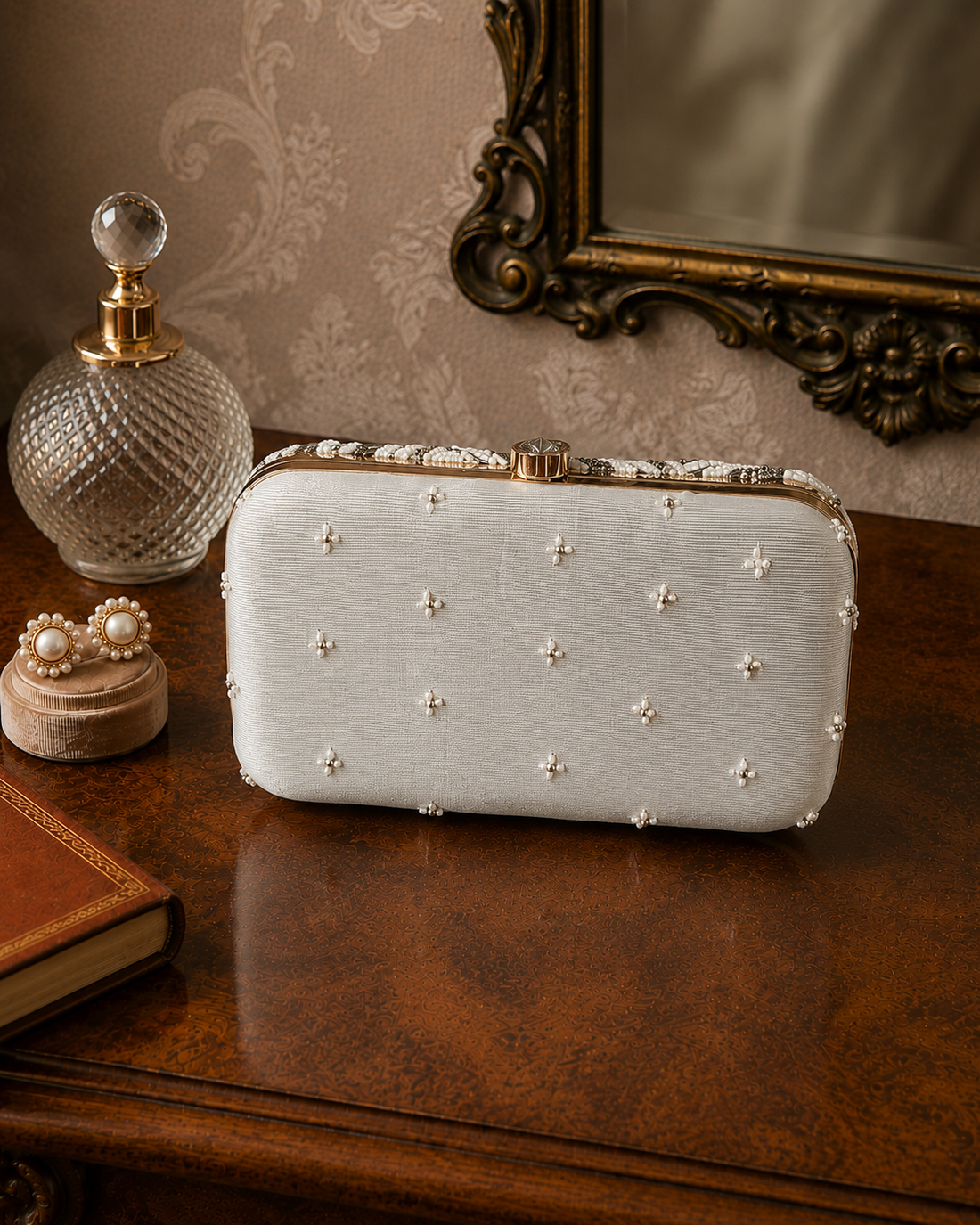Off White Pearl Clutch