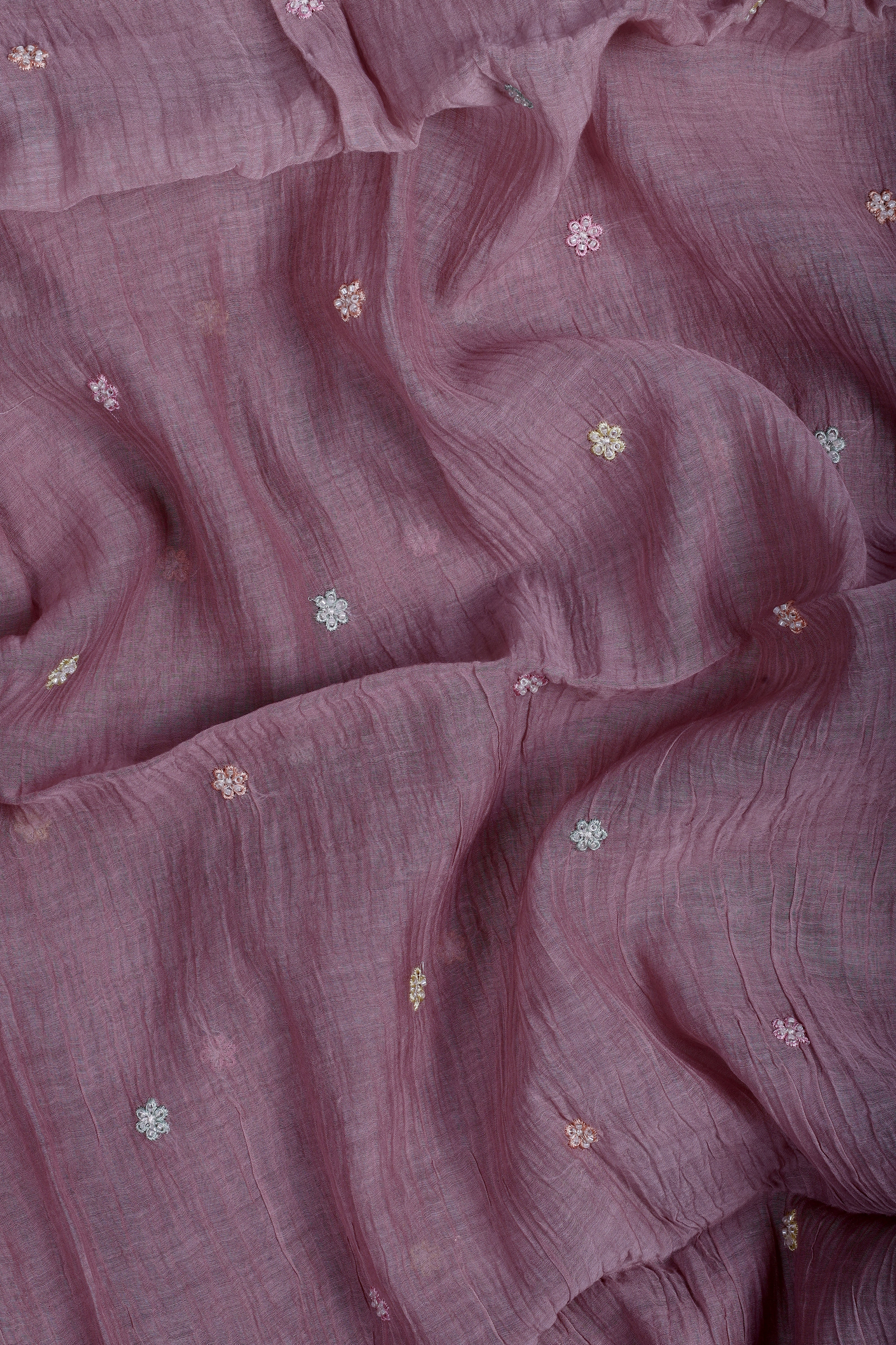 Dusty Mauve Mul Chanderi Suit Set with Handwork & Katdana Detailing
