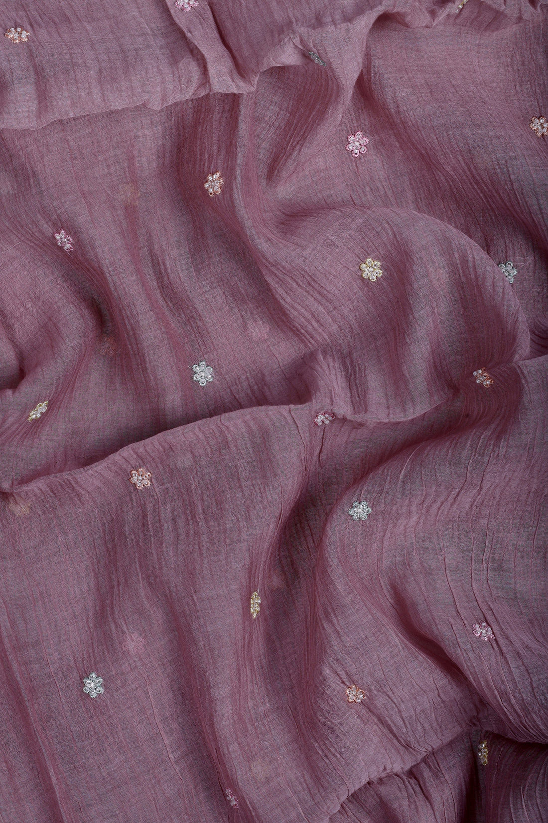 Dusty Mauve Mul Chanderi Suit Set with Handwork & Katdana Detailing