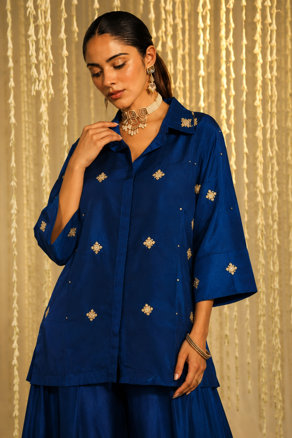 Royal Sapphire Pearl & Zardozi Coord Set