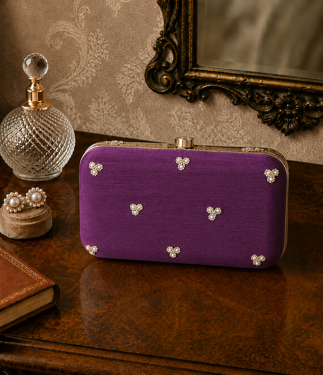 Royal Purple Embroidered Clutch
