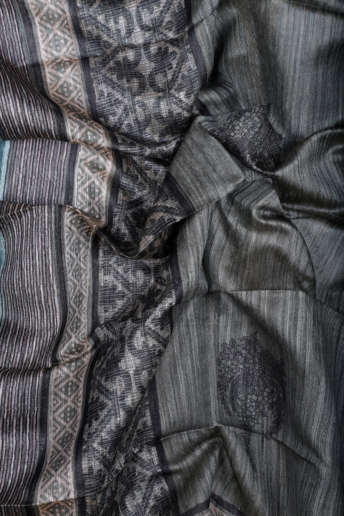 Elegant Grey Handloom Silk Suit Set