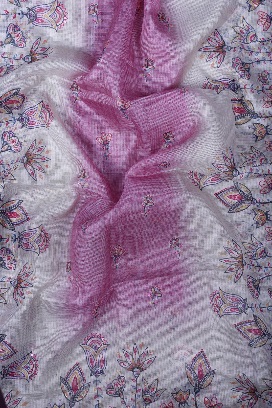 Rose Pink Kota Silk Suit Set with Pearl & Thread Work