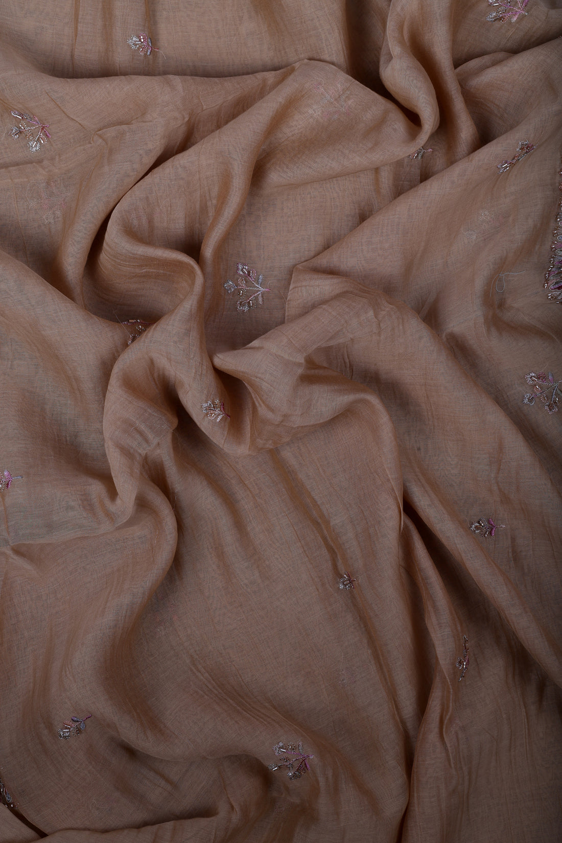 Champagne Beige Chanderi Silk Suit Set with Jardoji Handwork