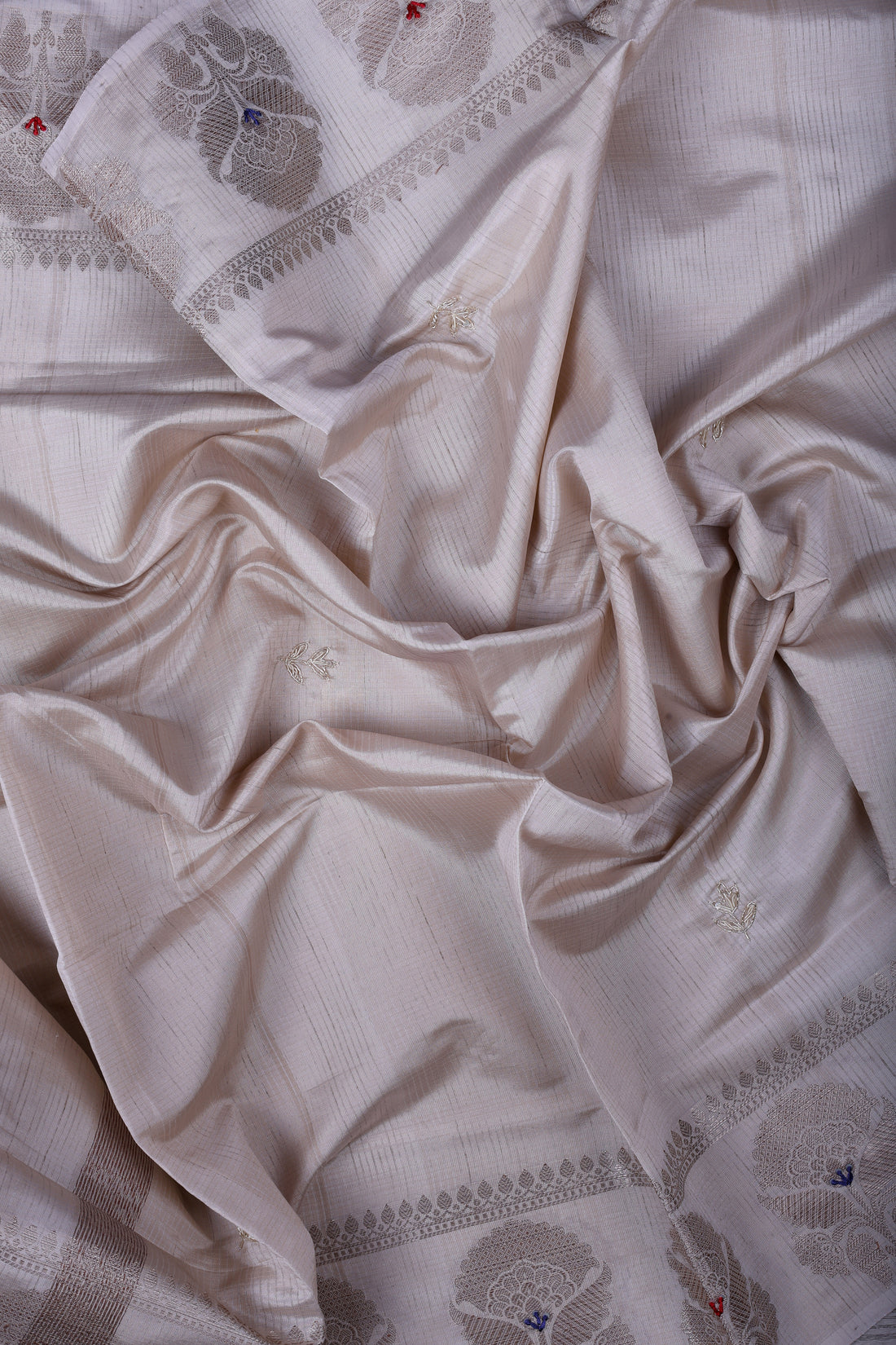 Elegant Beige Maheshwari Silk Suit Set with Zardozi & Pearl Handwork