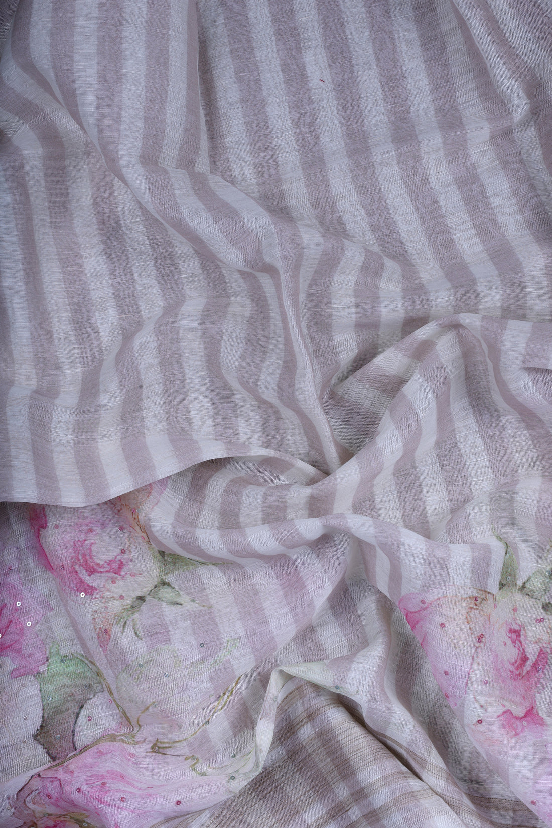 Blush Ivory Linen Silk Suit Set with Pearl & Sequin Handwork