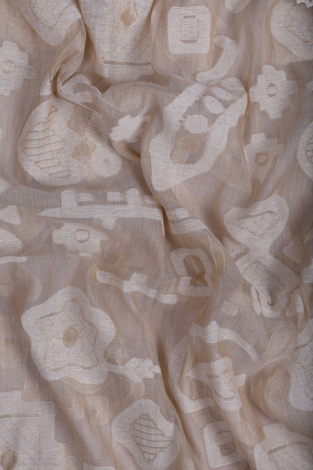 Beige Floral Appliqué Suit Set