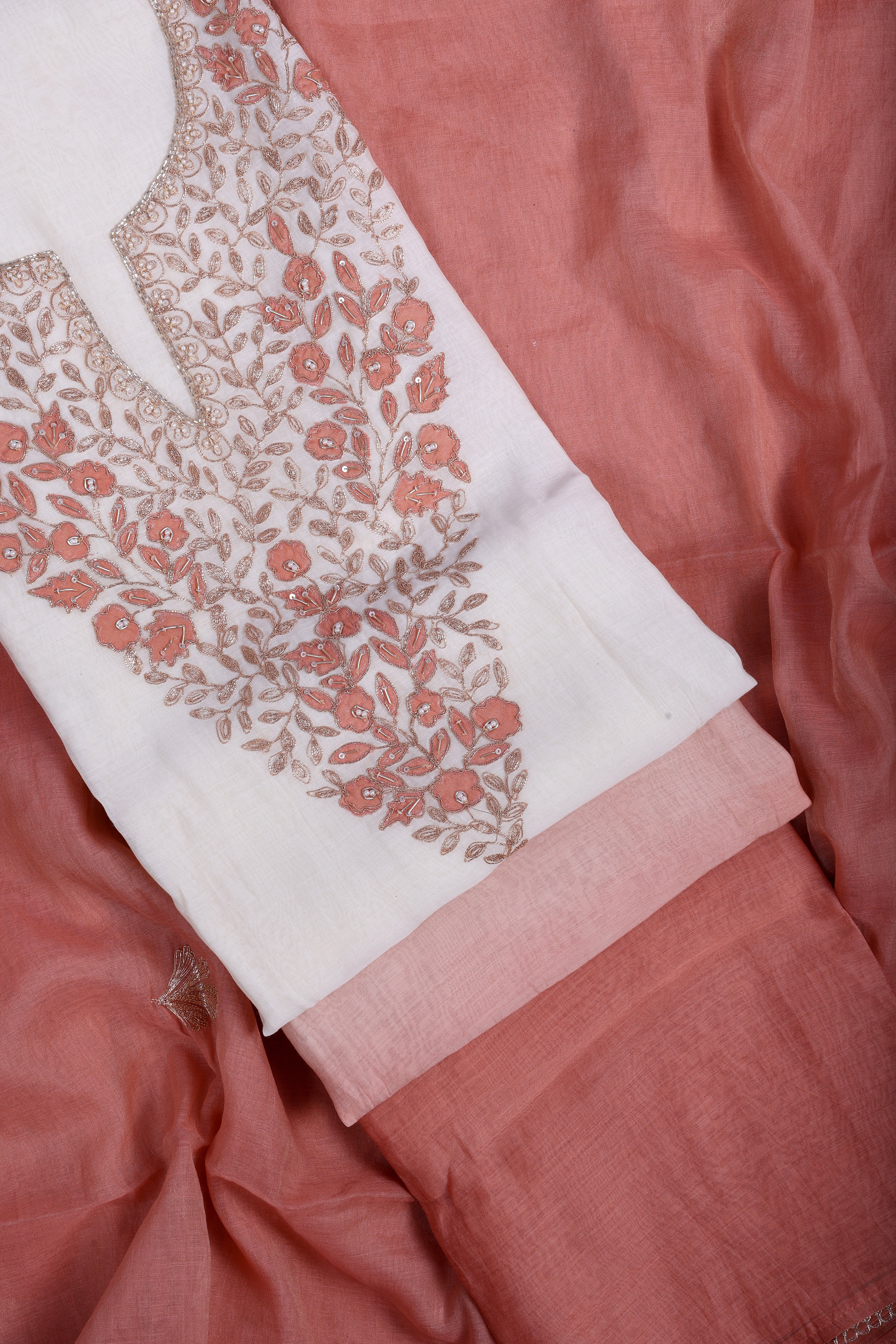 Peach Ombre Zardozi Suit Set
