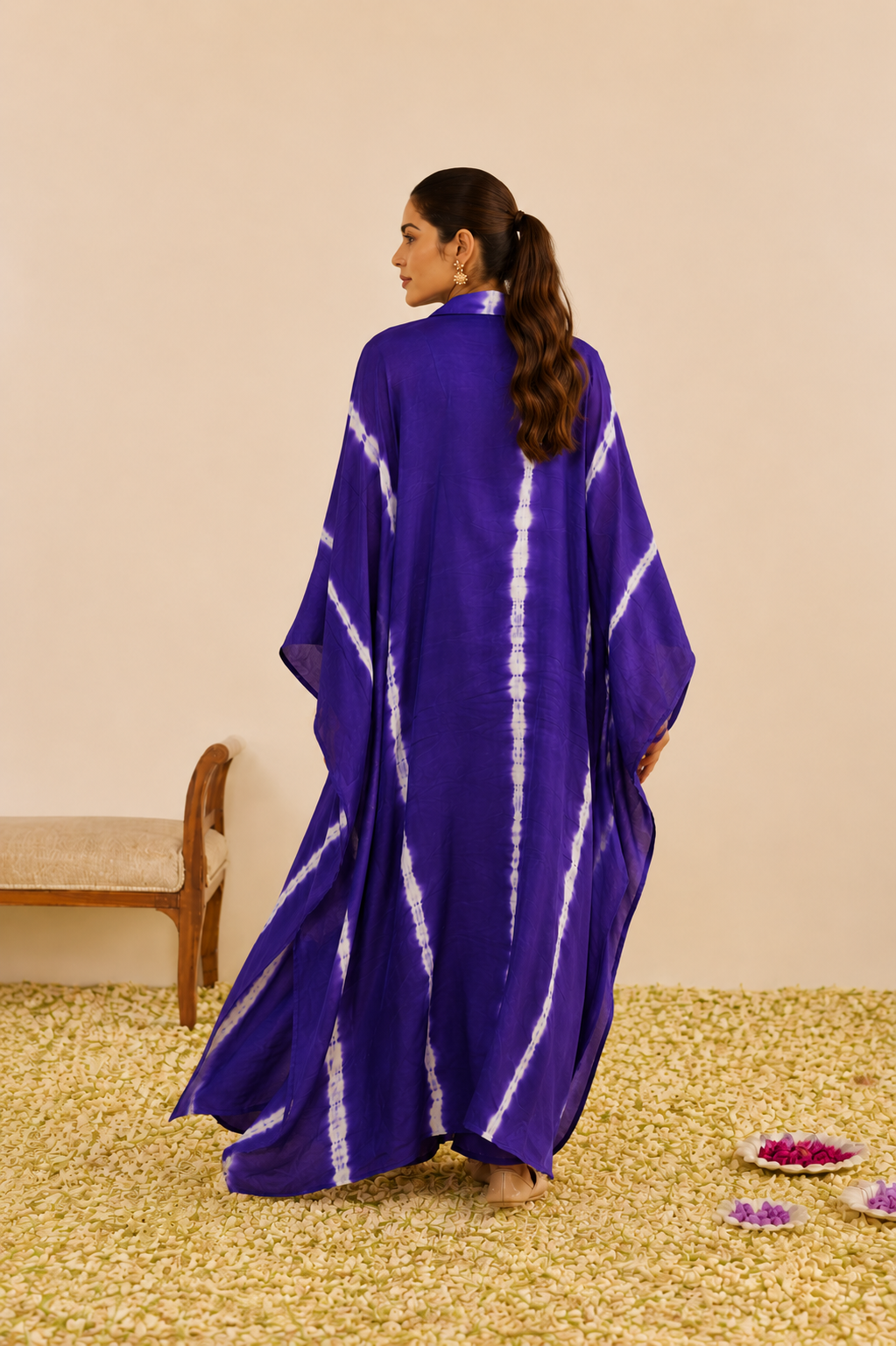 Indigo Tide Tie-Dye Kaftan Set