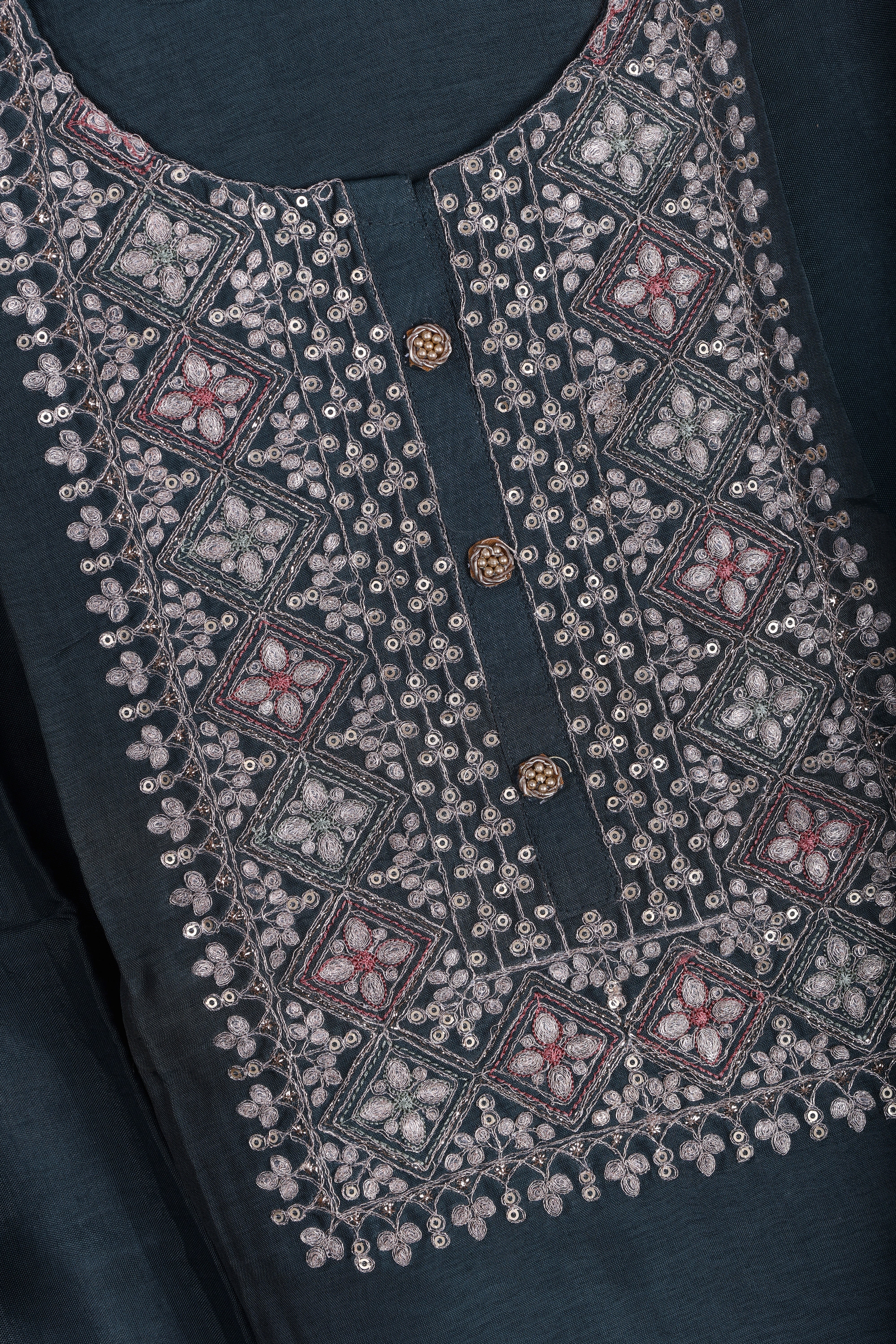 Teal Dola Silk Suit Set with Zari Work & Gaji Silk Dupatta