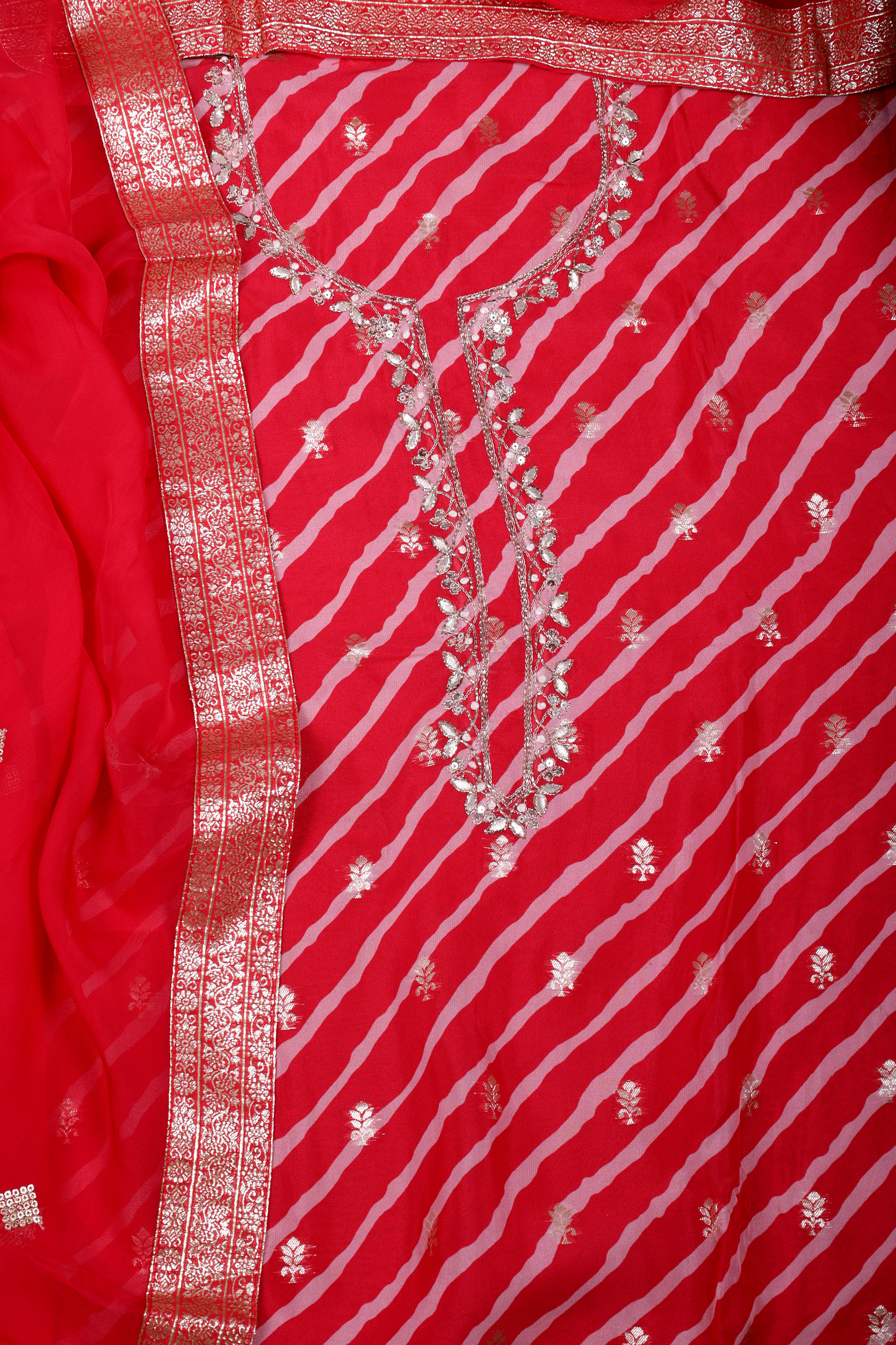 Radiant Pink Organza Suit Set with Gotta Patti & Zari Work