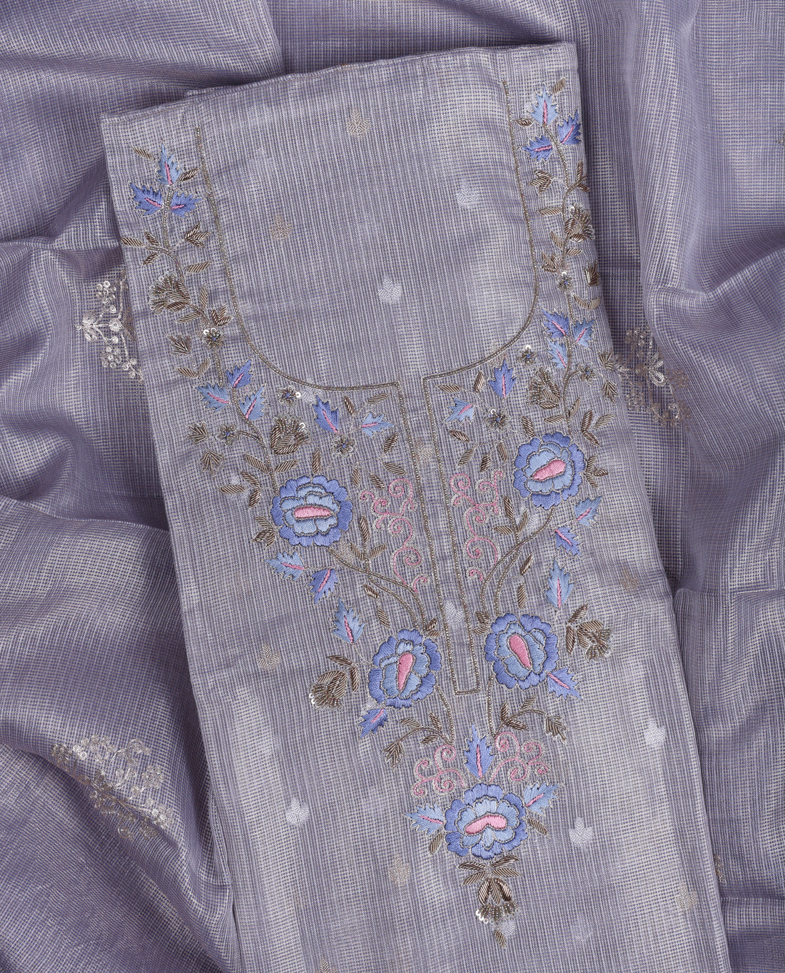 Silver Mist Zardozi Suit Set