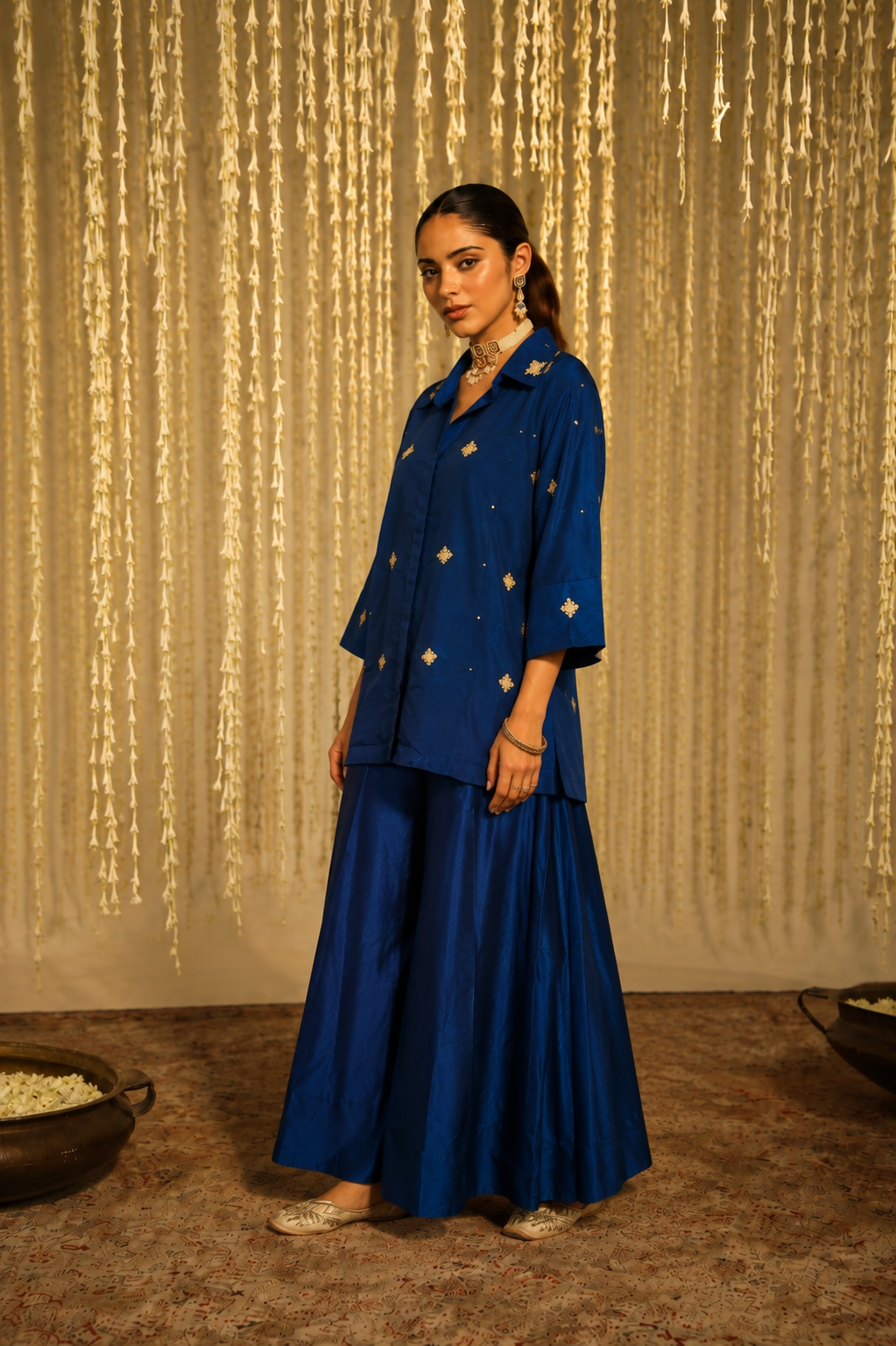 Royal Sapphire Pearl & Zardozi Coord Set